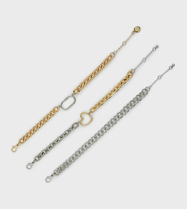 3PC HEART BRACELET SET MULTI JEWELLERY - Image 2