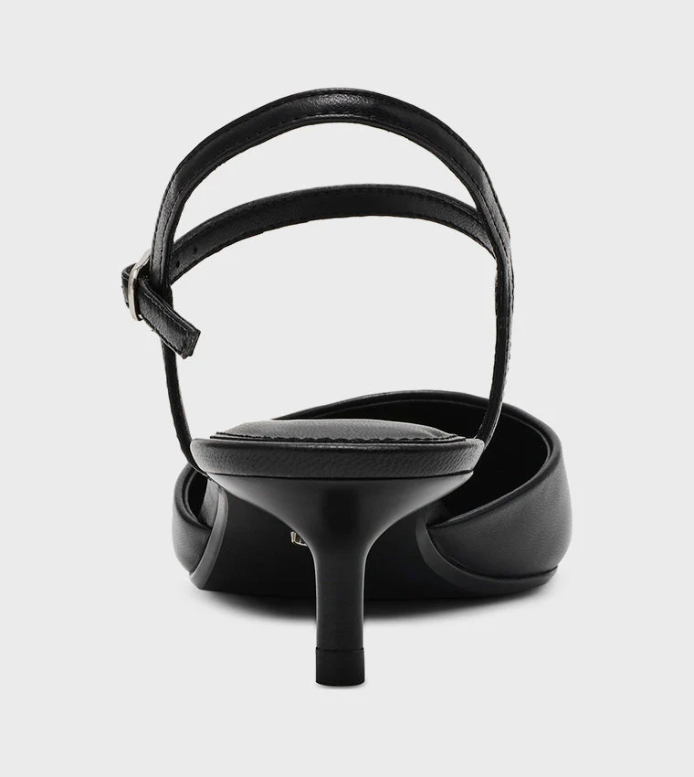 Adelaide Women's Black Leather Heels - Image 3