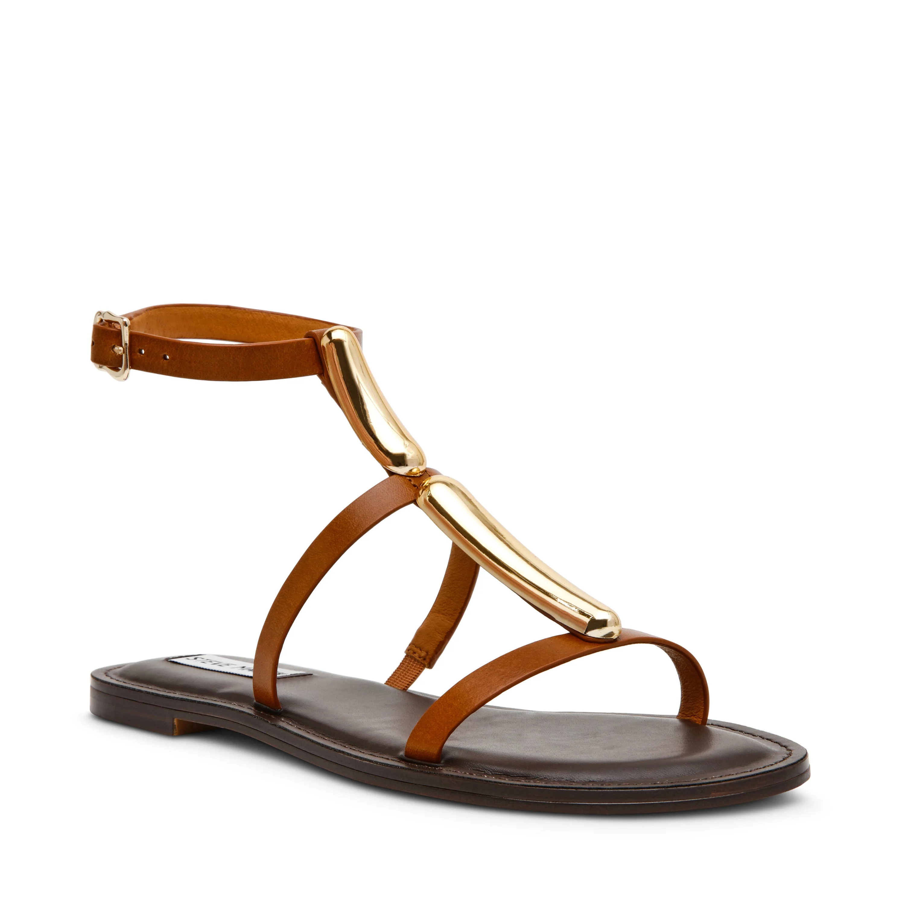 Alma Women's Tan Leather Flat Sandals