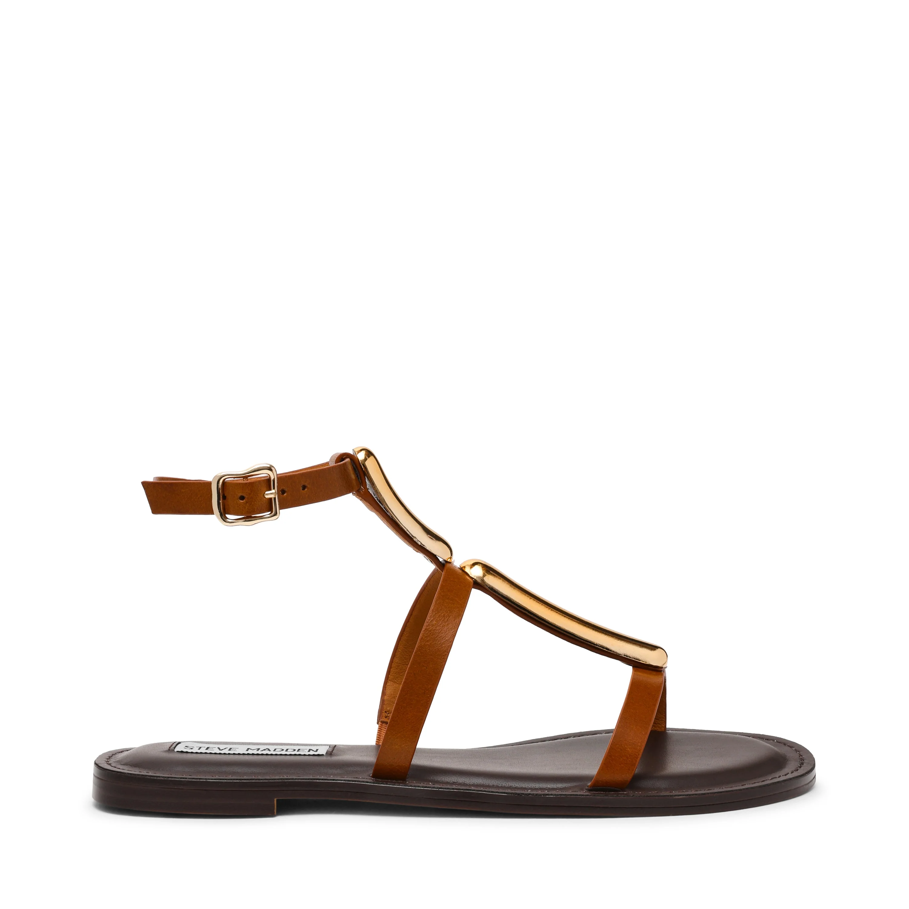 Alma Women's Tan Leather Flat Sandals - Image 3