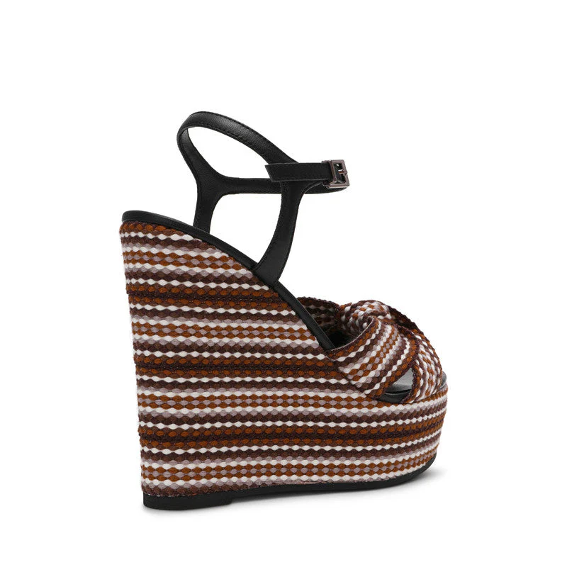Aztec Black Multicolor Women's Wedge Sandals - Image 2