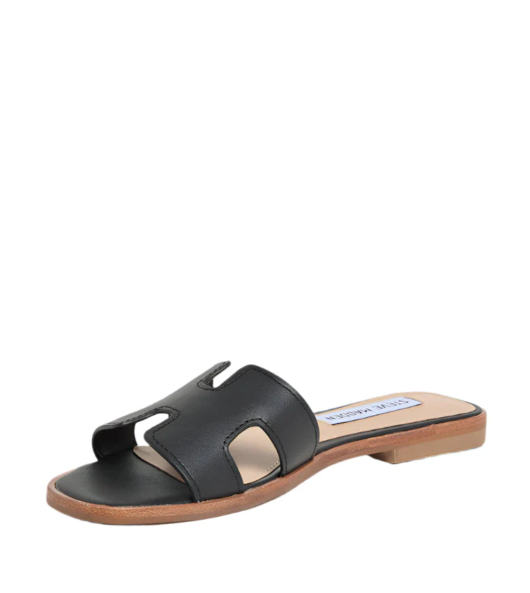 Hadyn Women's Black Leather Flat Sandals - Image 5