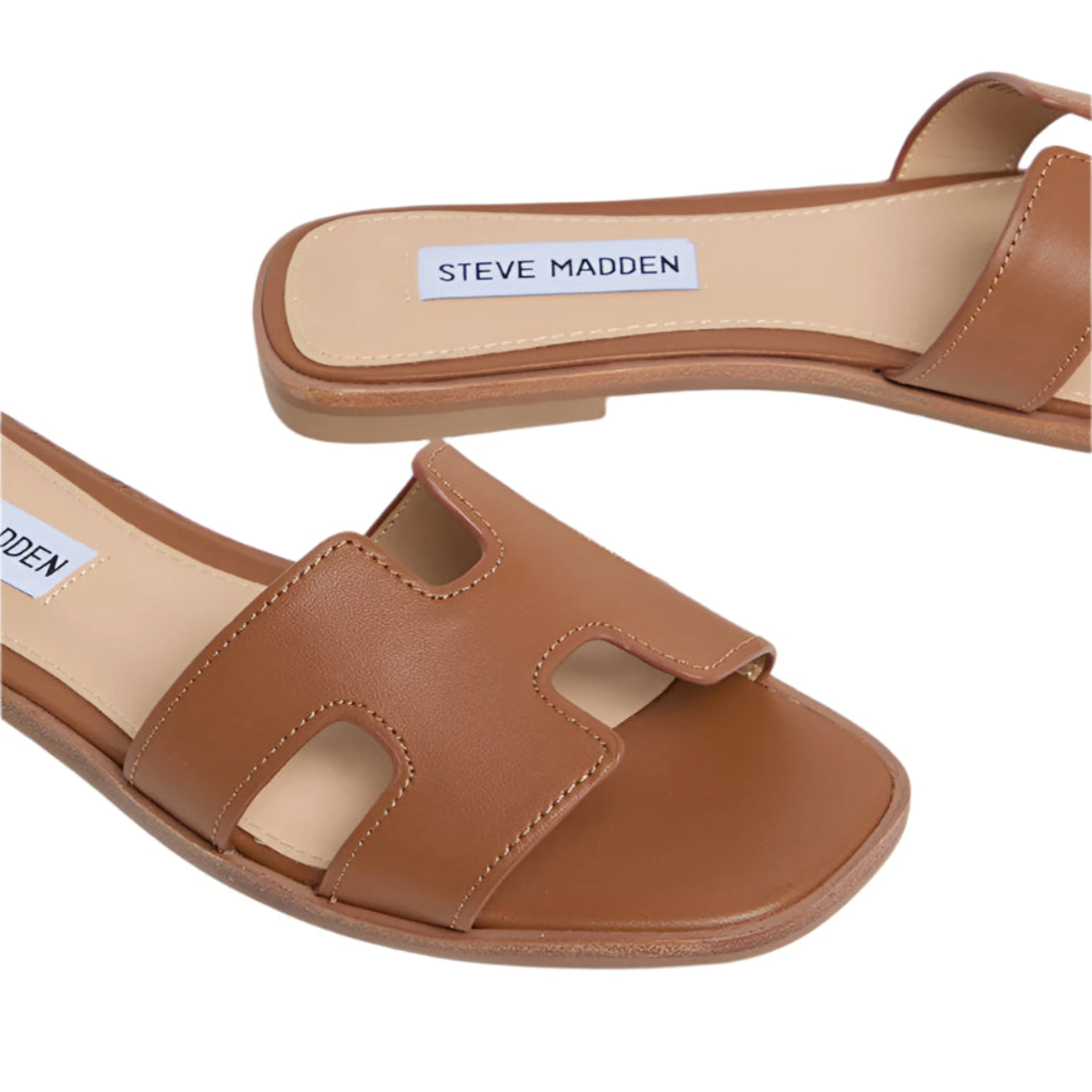 Hadyn Women's Cognac Leather Flat Sandals - Image 2