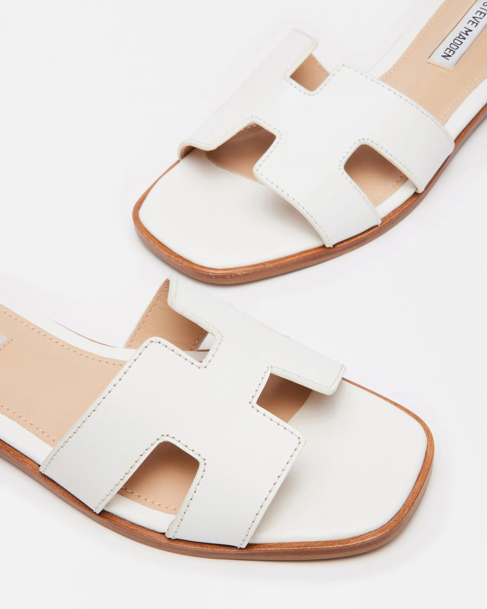 Hadyn Women's White Leather Flat Sandals - Image 6