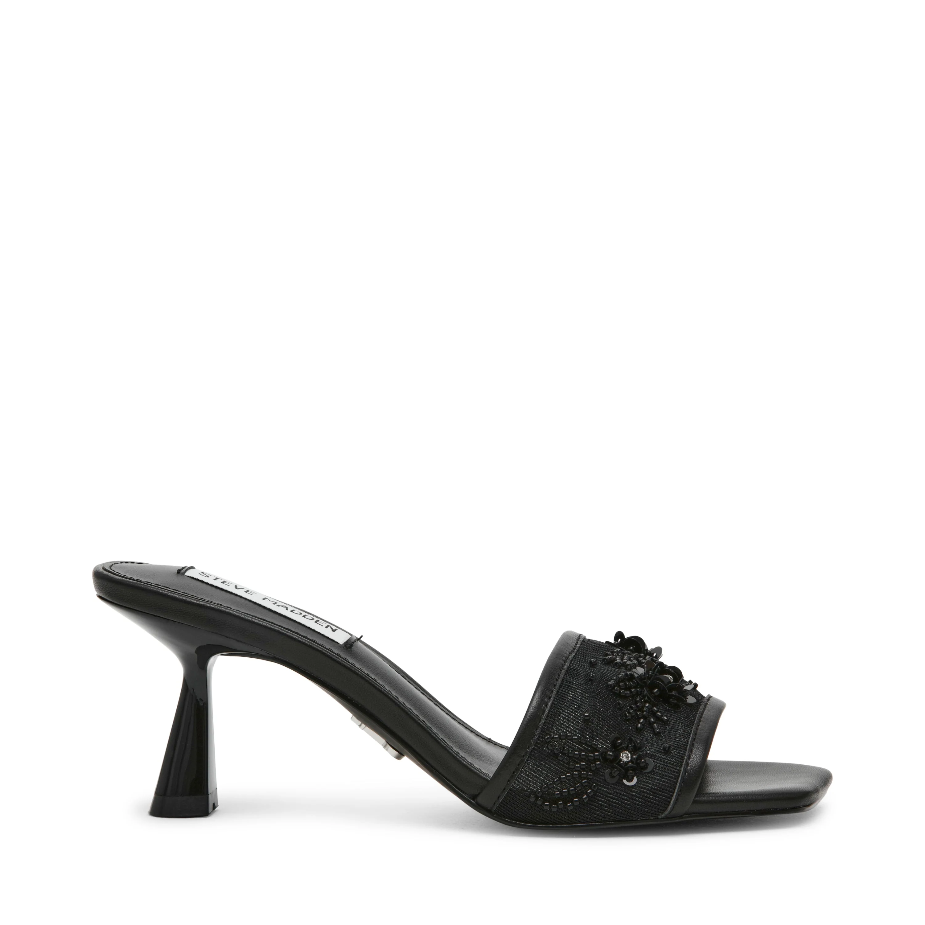 IN-BLOOM BLACK MESH HEELS