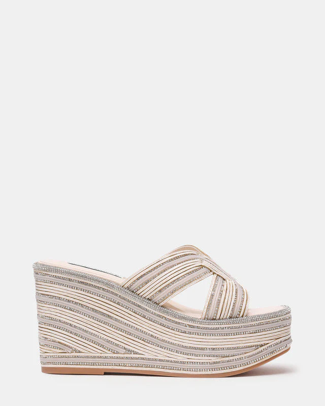 Justice Women Cream Wedges