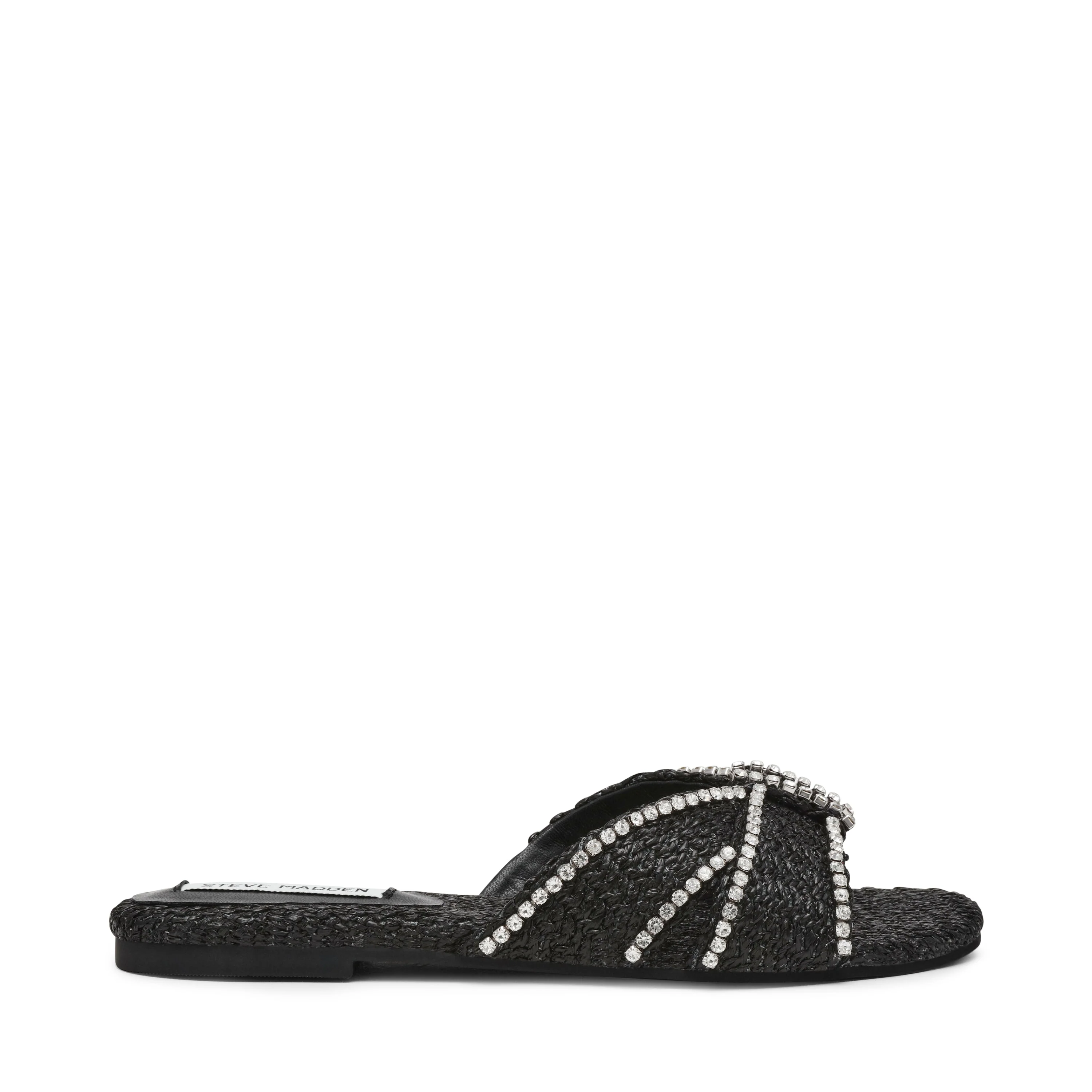 Mirah Women's Black Raffia Flat Sandals