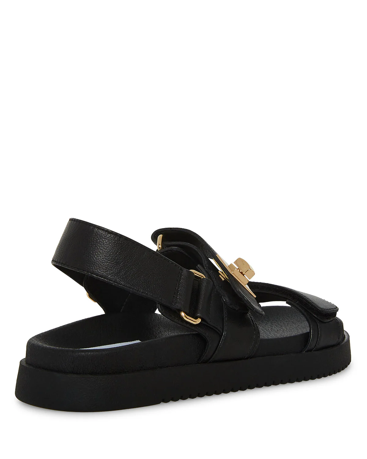 Mona Women's Black Leather Flat Sandals - Image 3