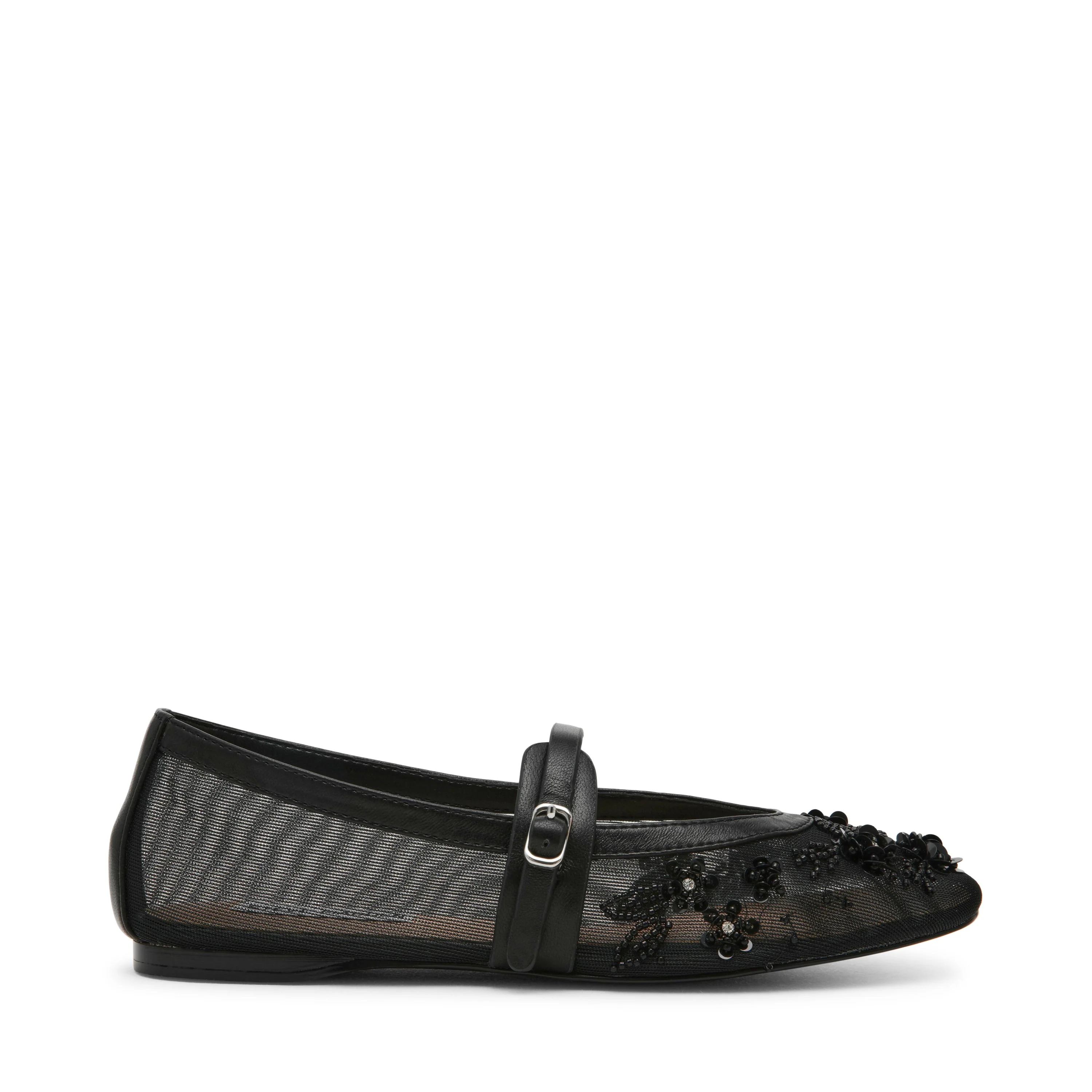 Rejoice Women's Black Mesh Ballet Flats