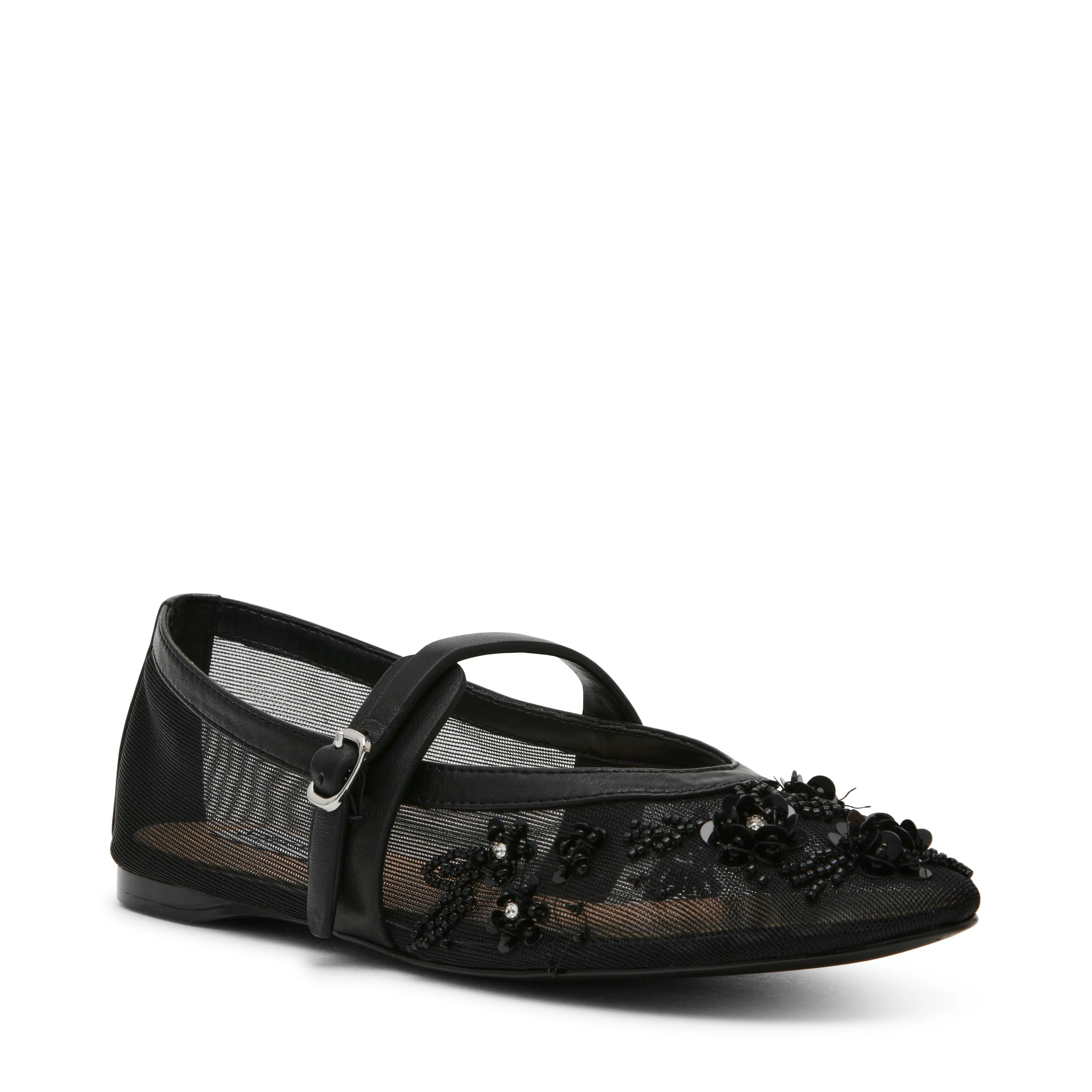 Rejoice Women's Black Mesh Ballet Flats - Image 2