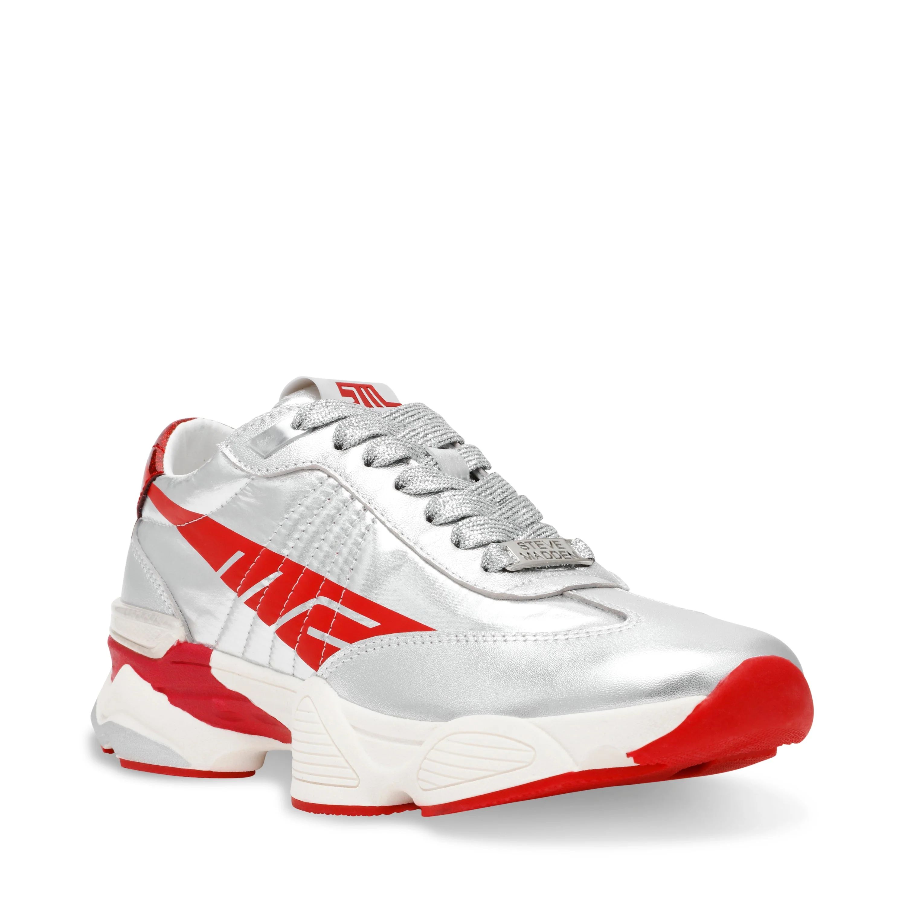 Setback Women's Silver/Red Sneakers - Image 2