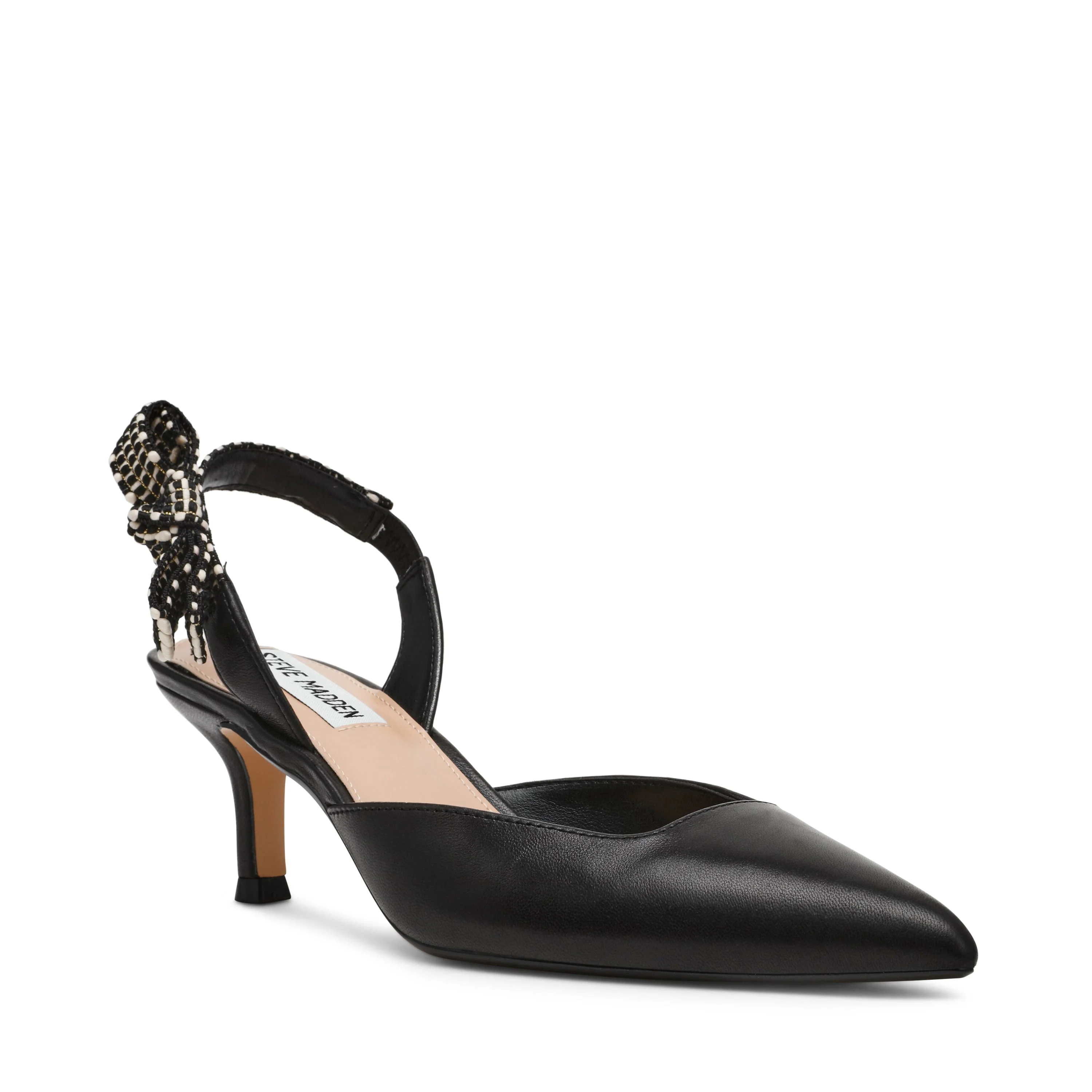 Sleeky Women's Black Leather Heels - Image 3