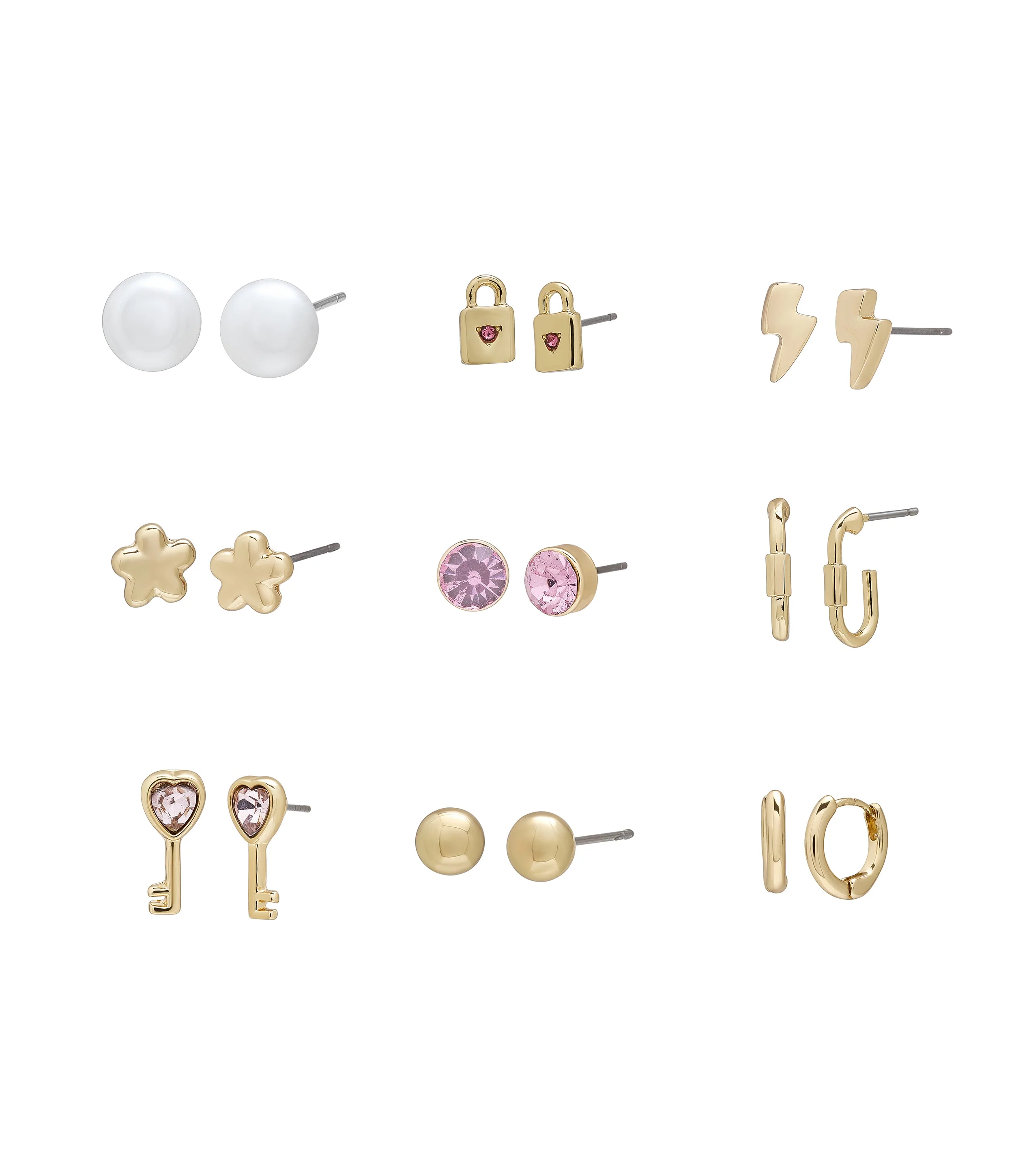 11 Pc Garden Studs Women's Pearl Gold Earrings - Image 2