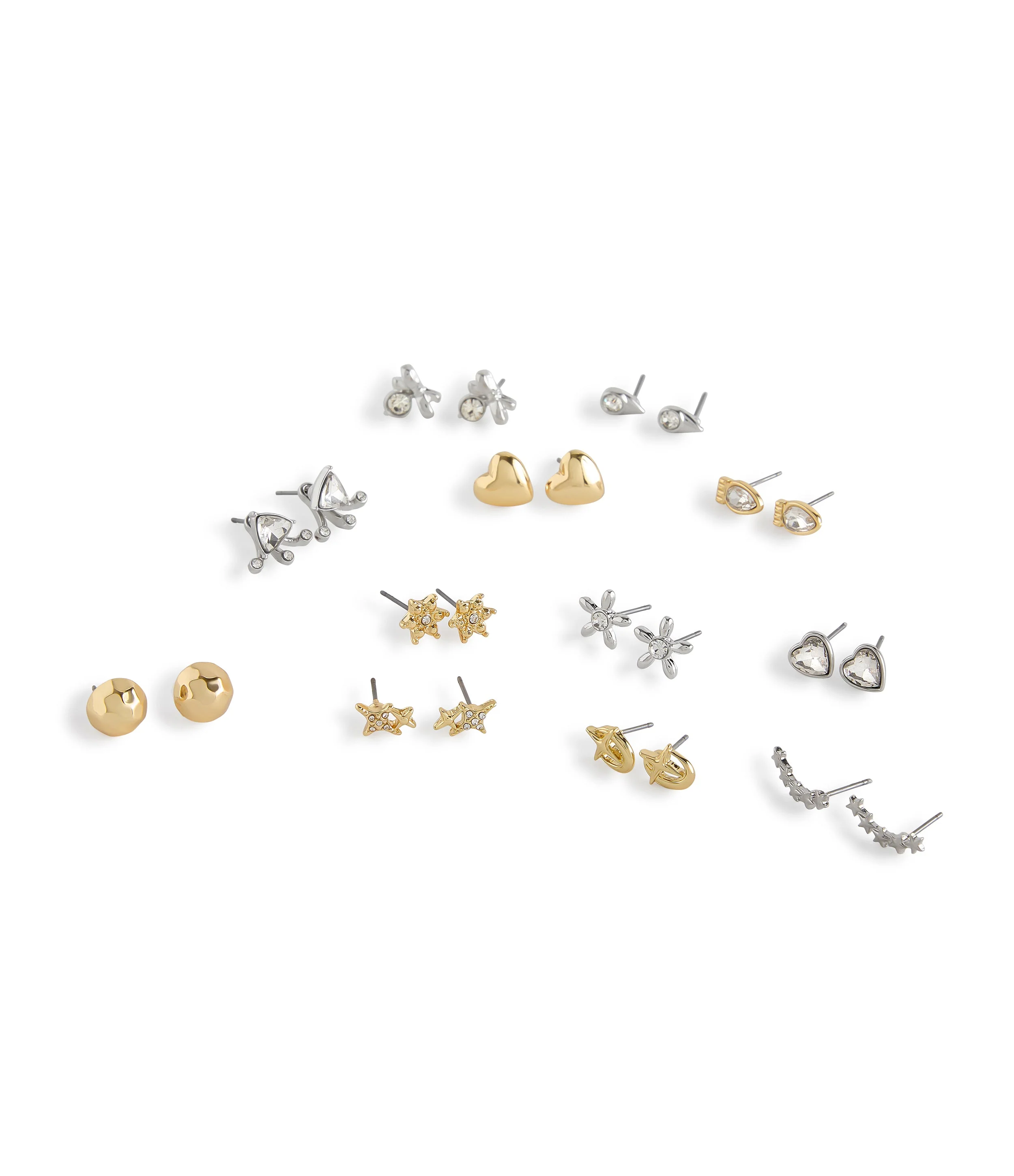 12 Pc Studs Women's Crystal Earrings