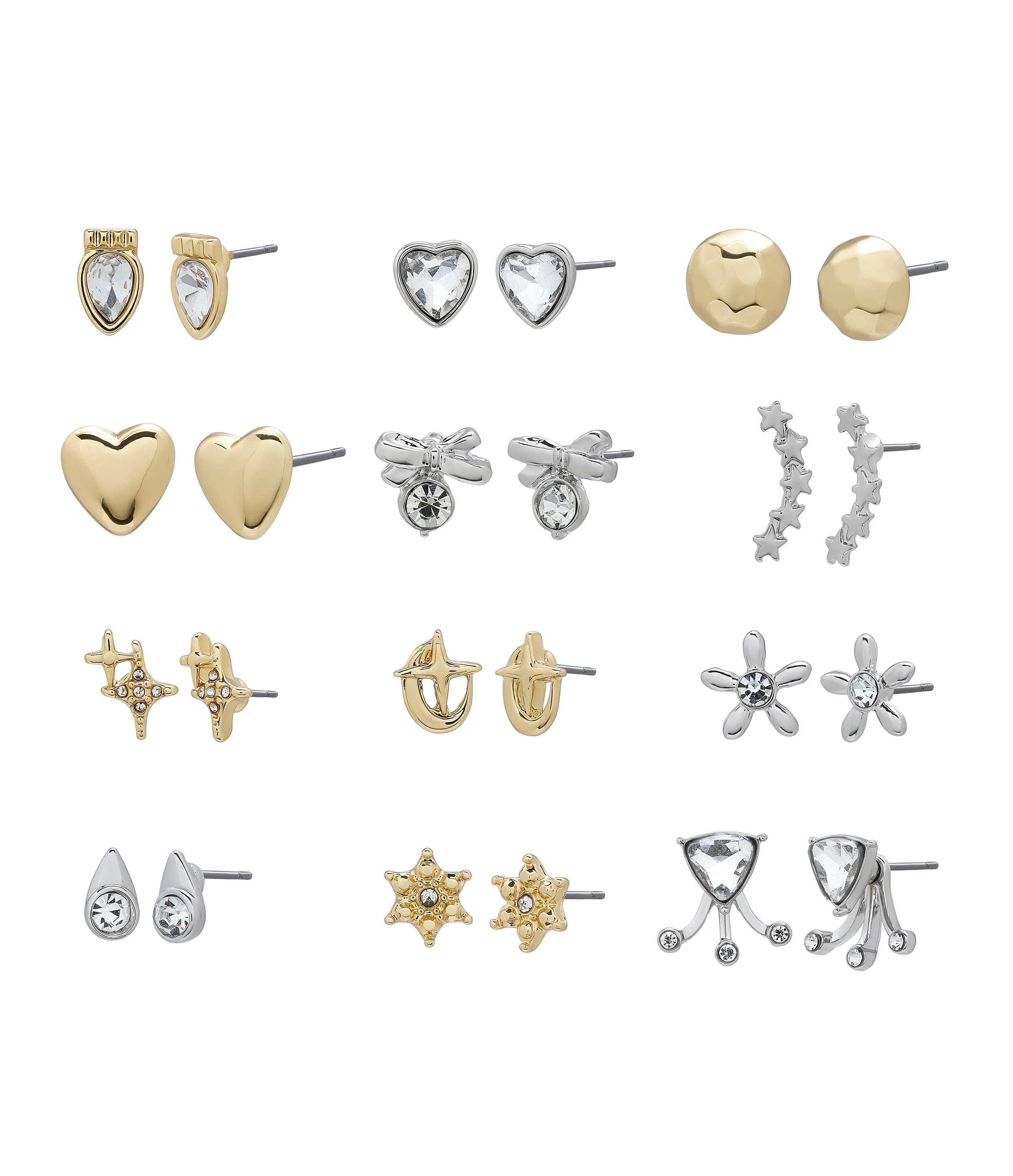 12 Pc Studs Women's Crystal Earrings - Image 2