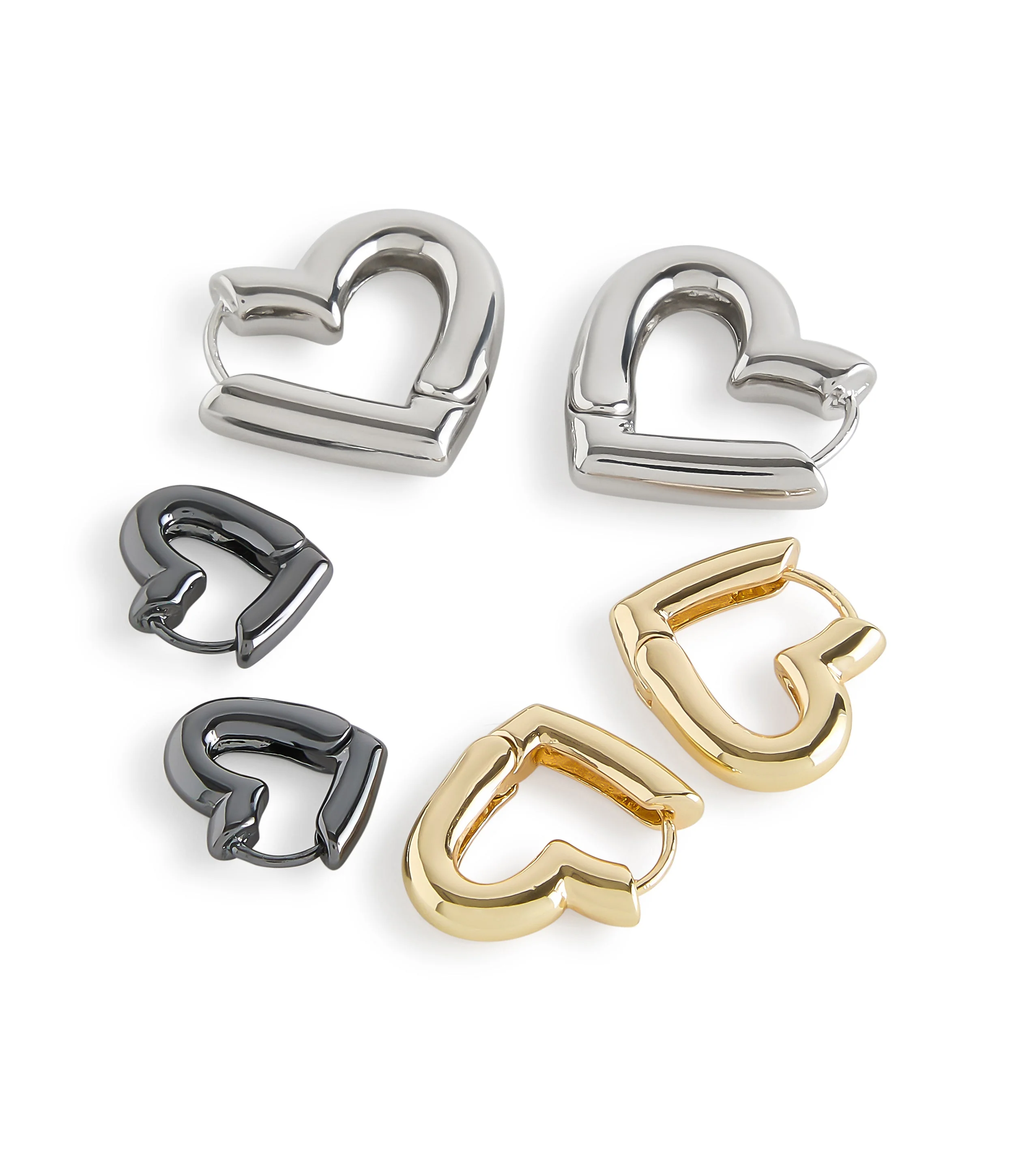 3Pc Heart Women's Blush Gold Earrings - Image 2