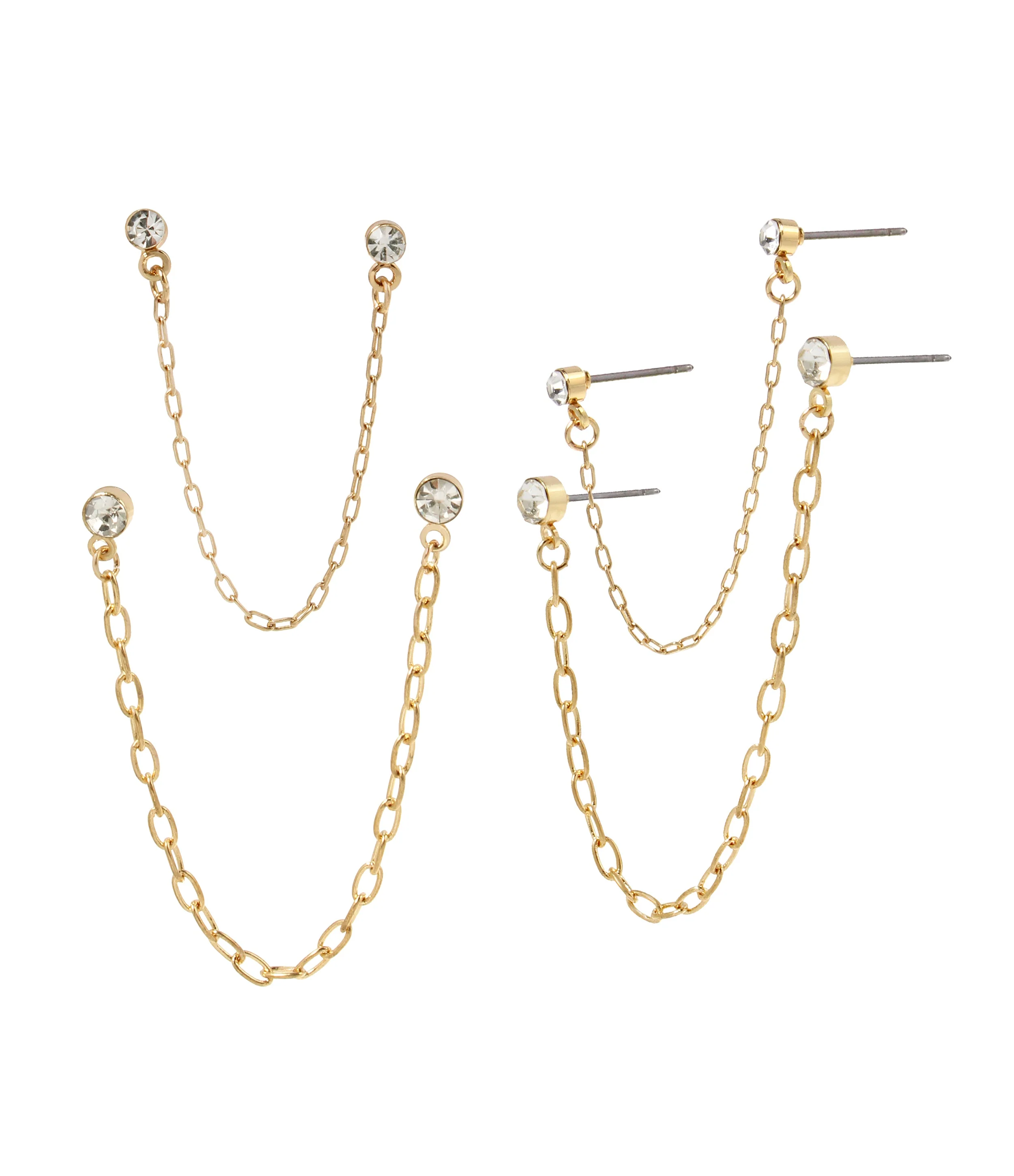 Crystal Stud Women's Gold Earrings Set