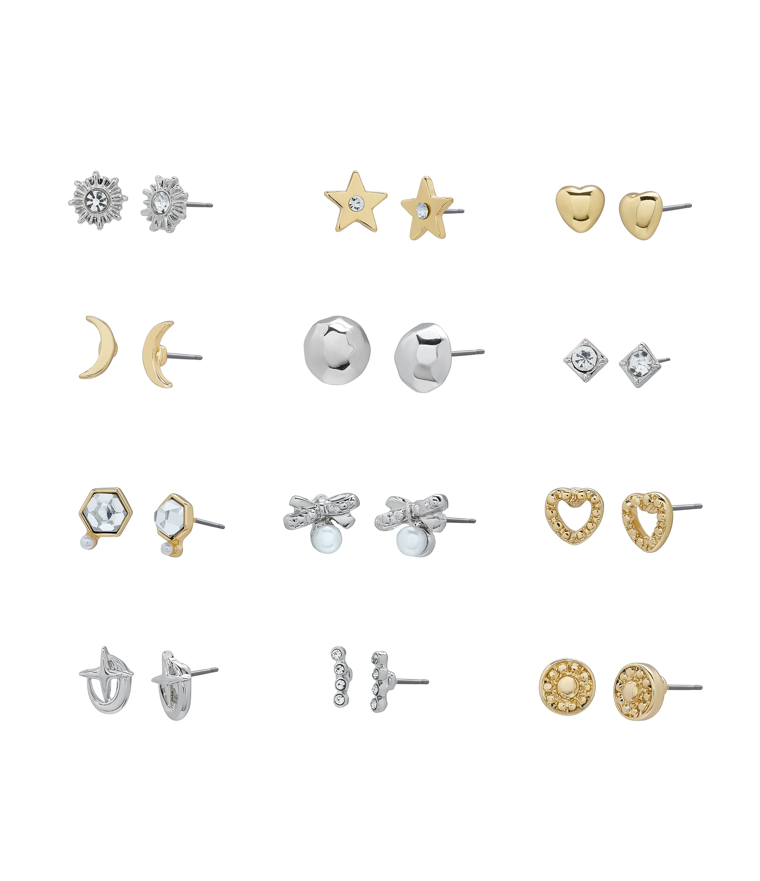 12 Pc Studs Women's Crystal Earrings - Image 2