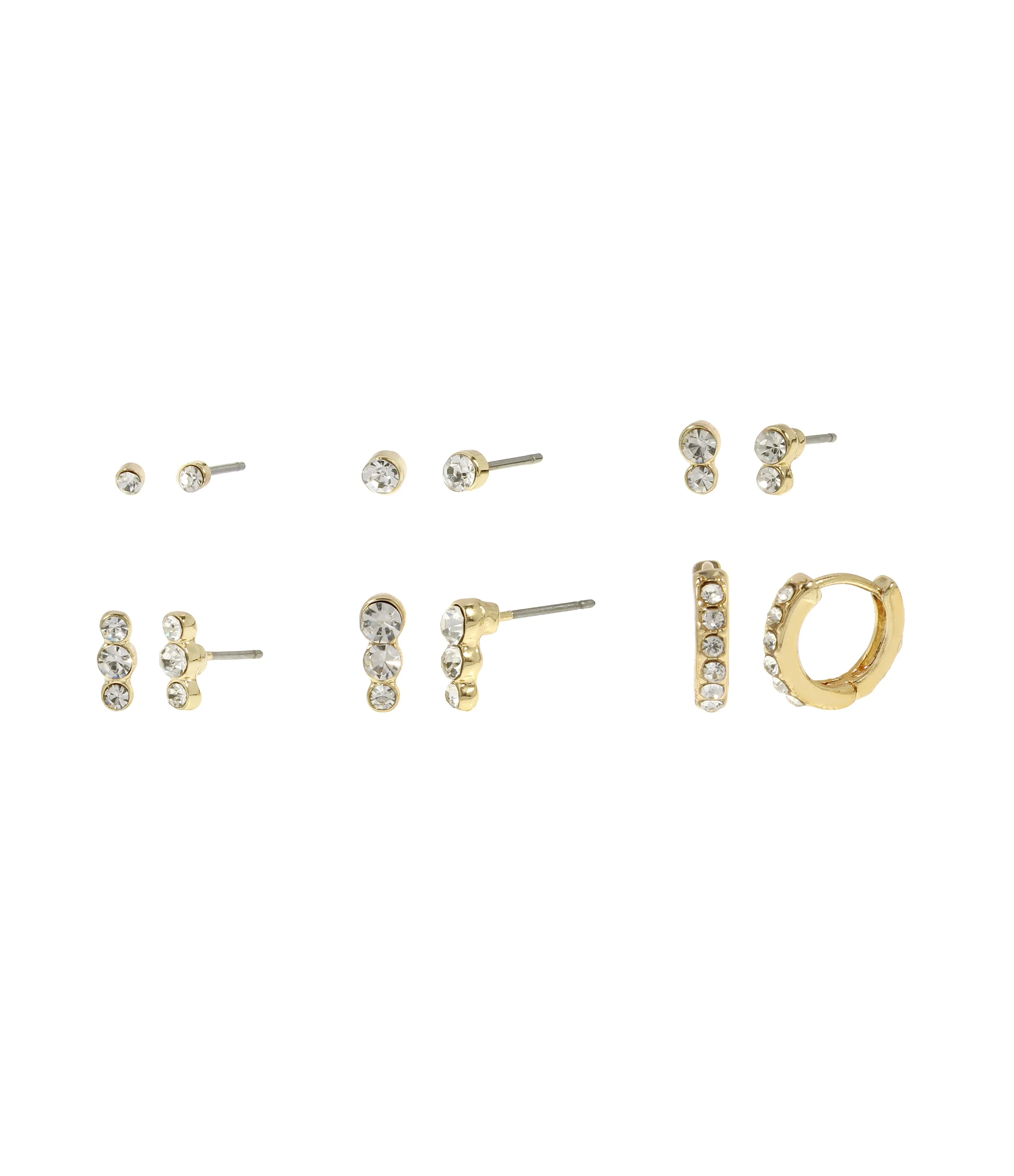 Crystal Studs Women's Gold Earrings Set
