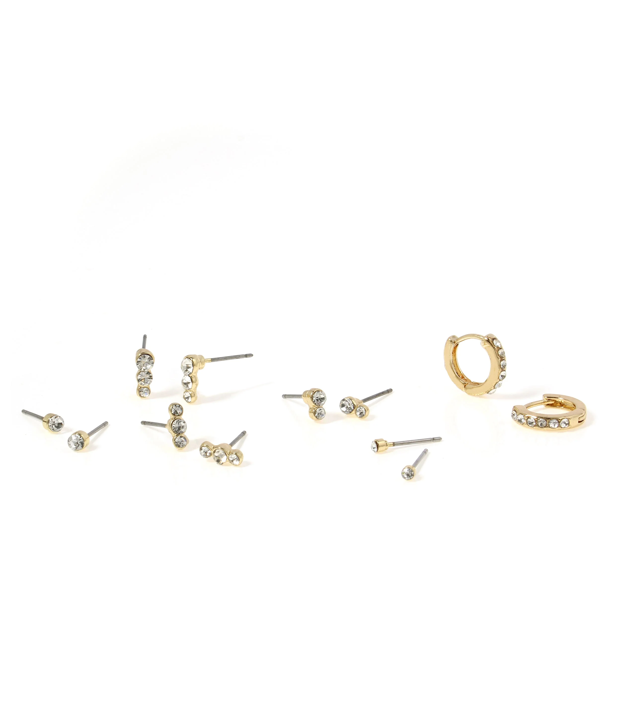Crystal Studs Women's Gold Earrings Set - Image 2