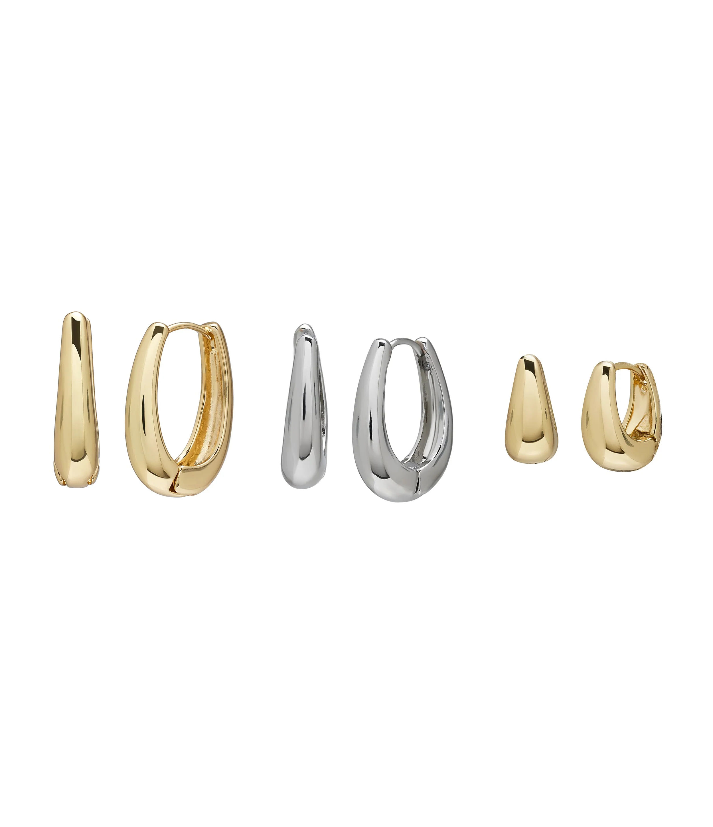 3Pc Hoops Women's Gold Earrings Set