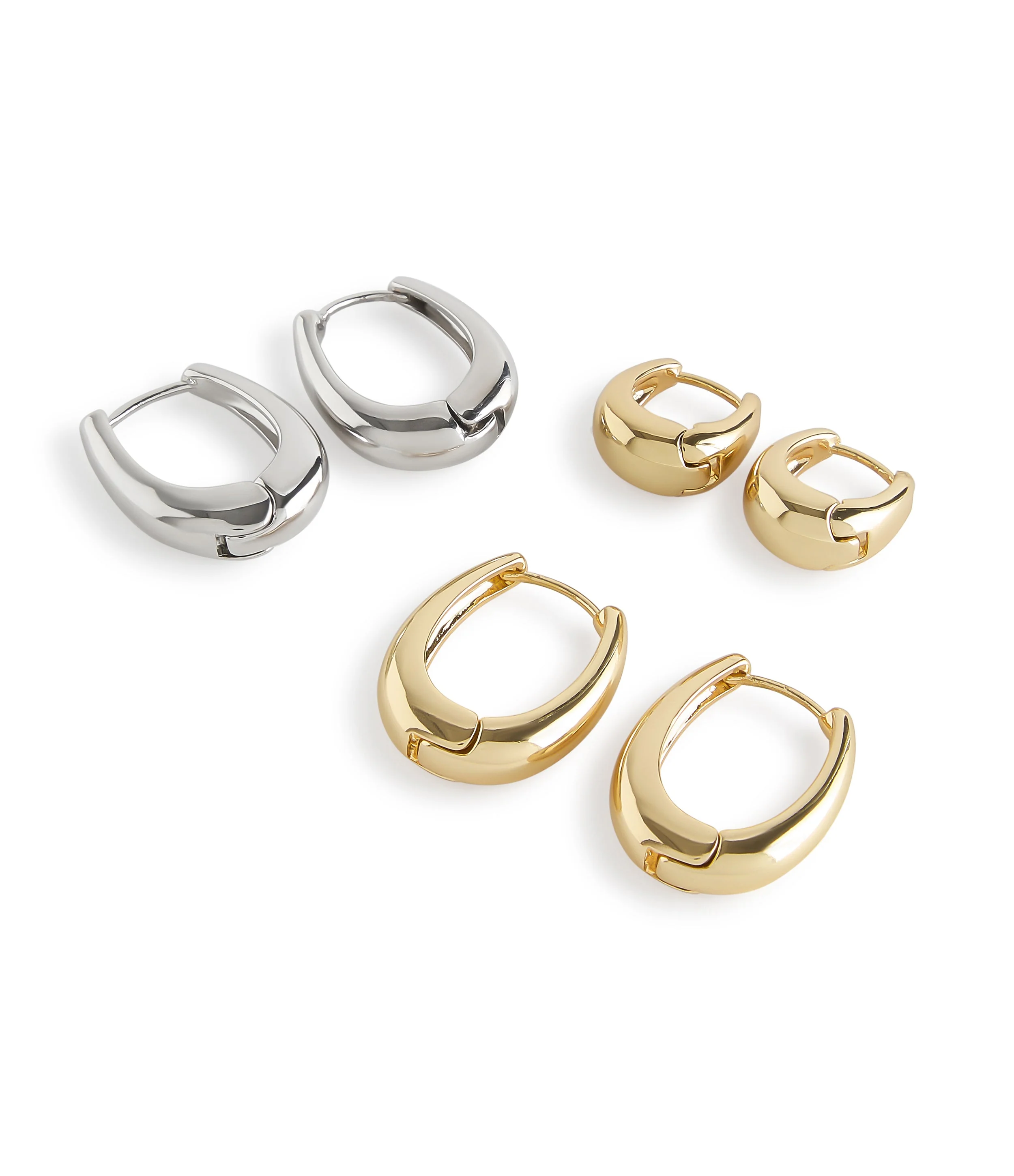 3Pc Hoops Women's Gold Earrings Set - Image 2