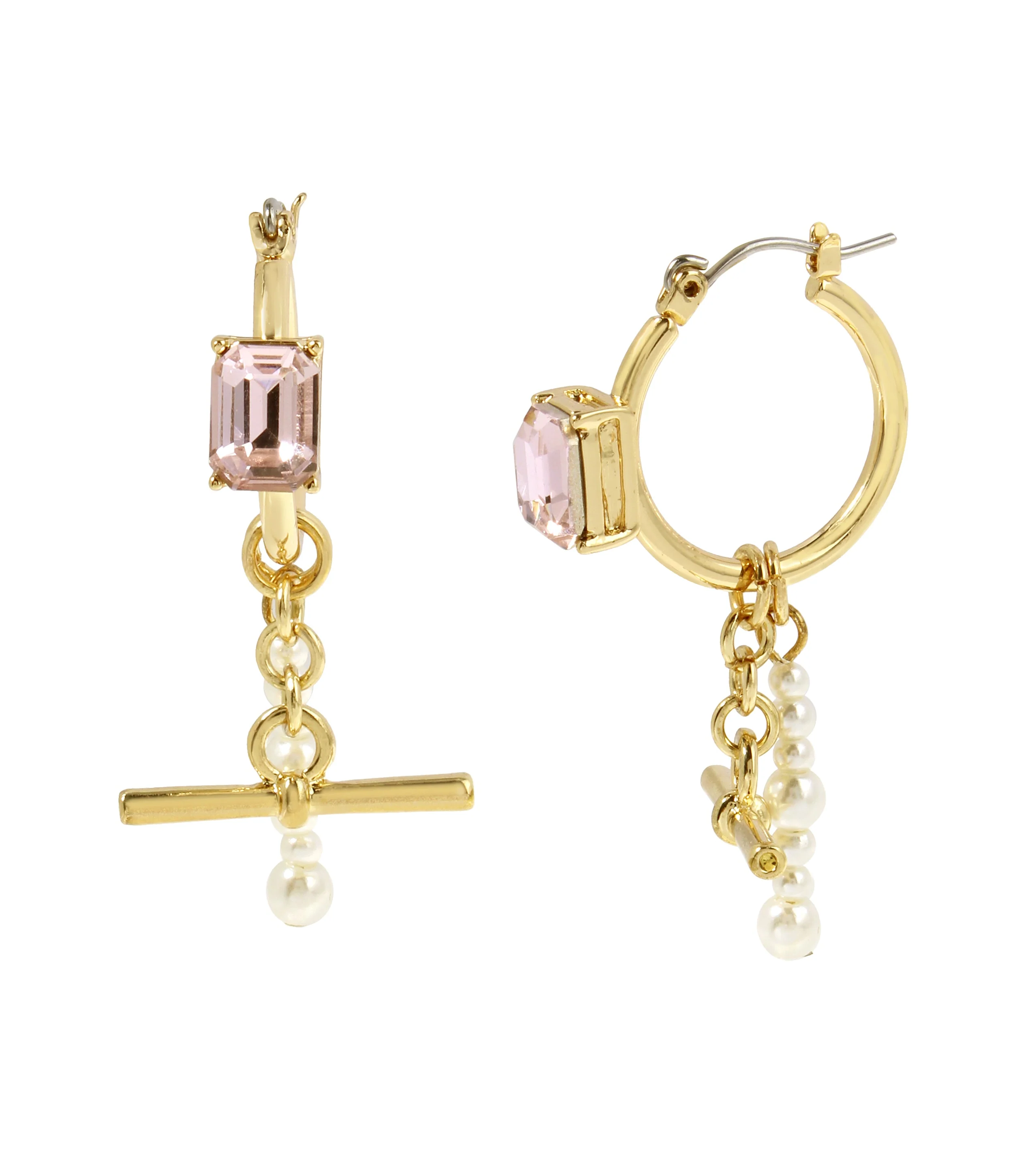 Crystal Hoops Women's Ivory Pearl Earrings