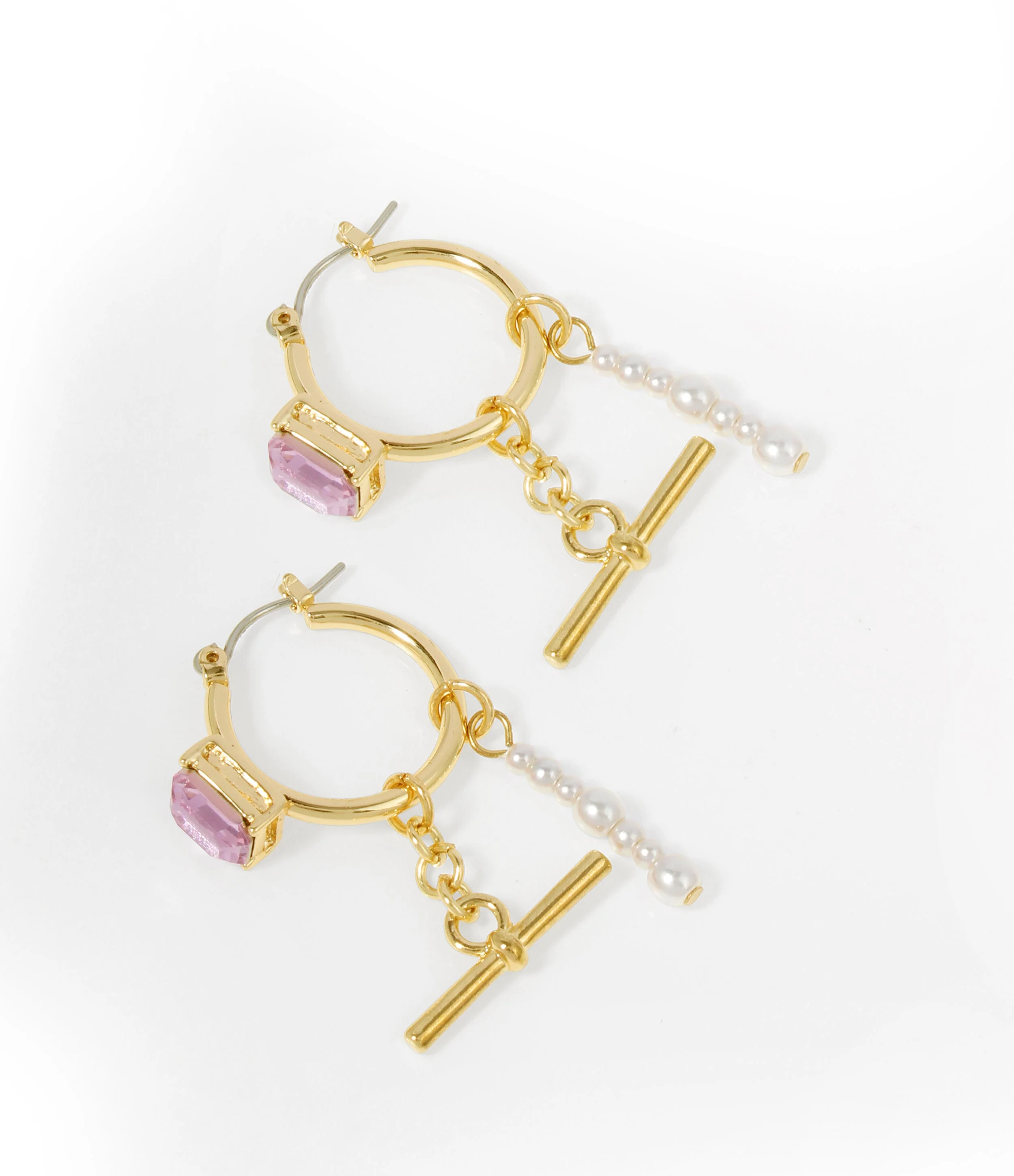 Crystal Hoops Women's Ivory Pearl Earrings - Image 2