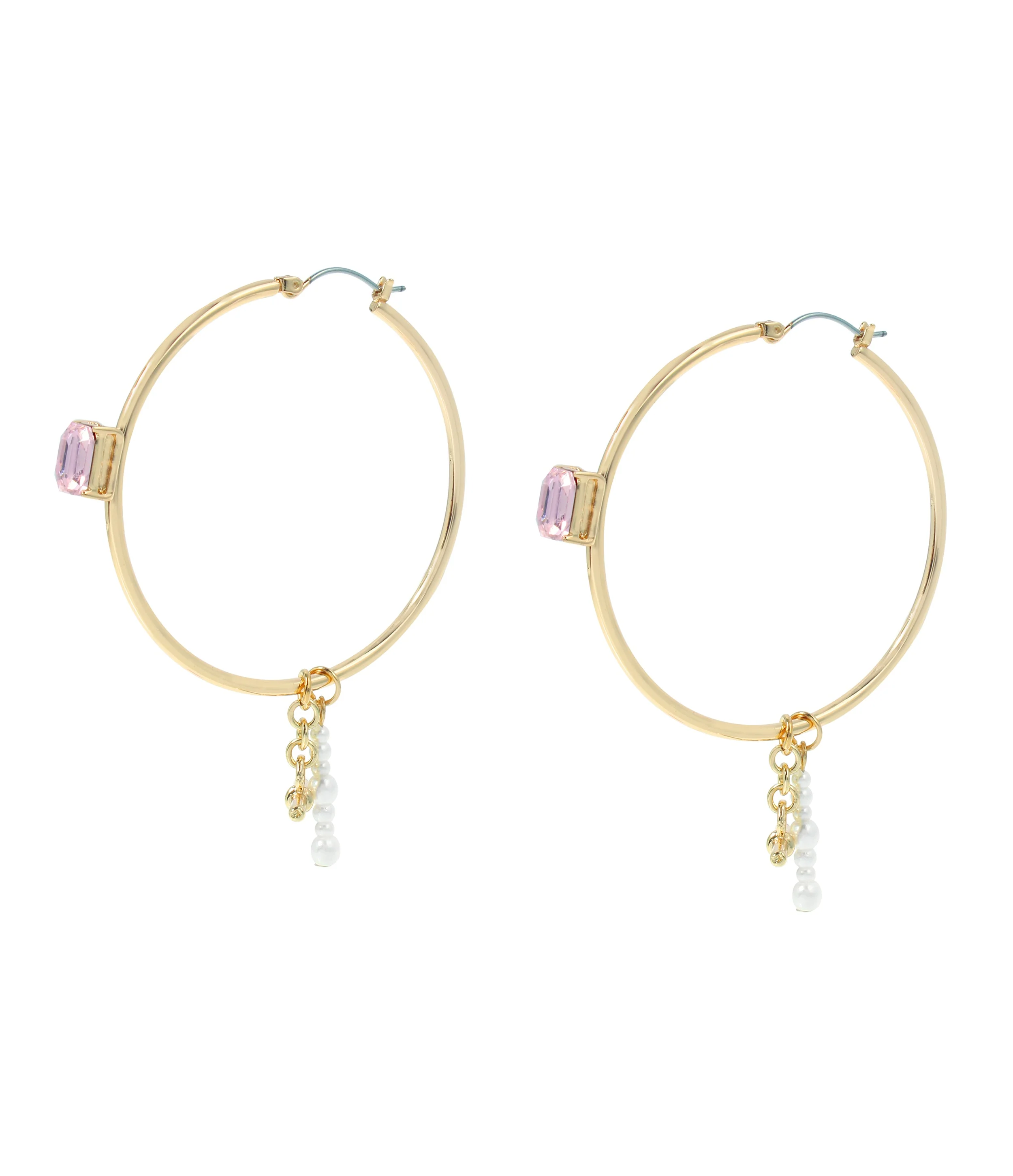 Crystal Hoops Women's Ivory Pearl Earrings - Image 2
