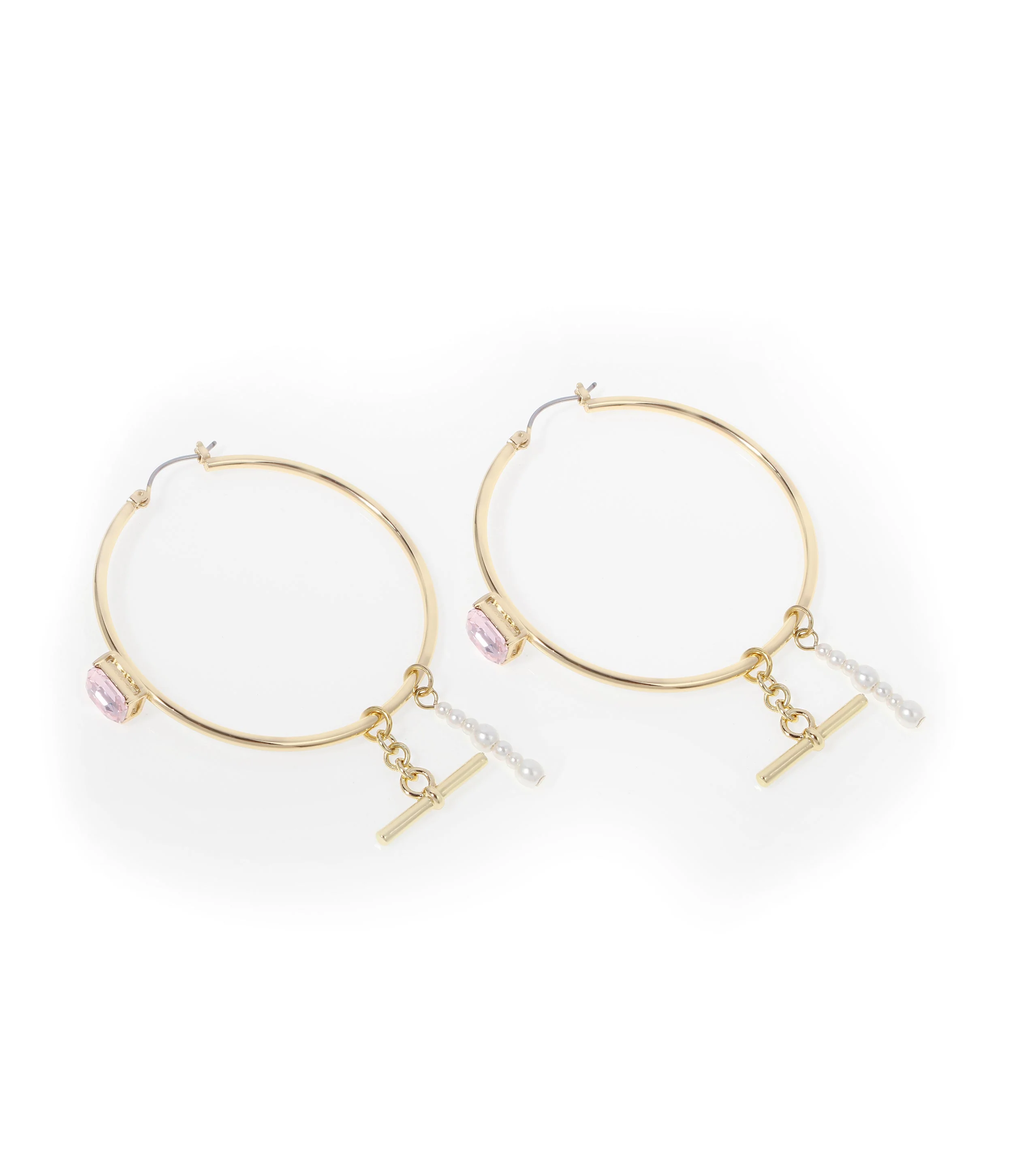 Crystal Hoops Women's Ivory Pearl Earrings - Image 3