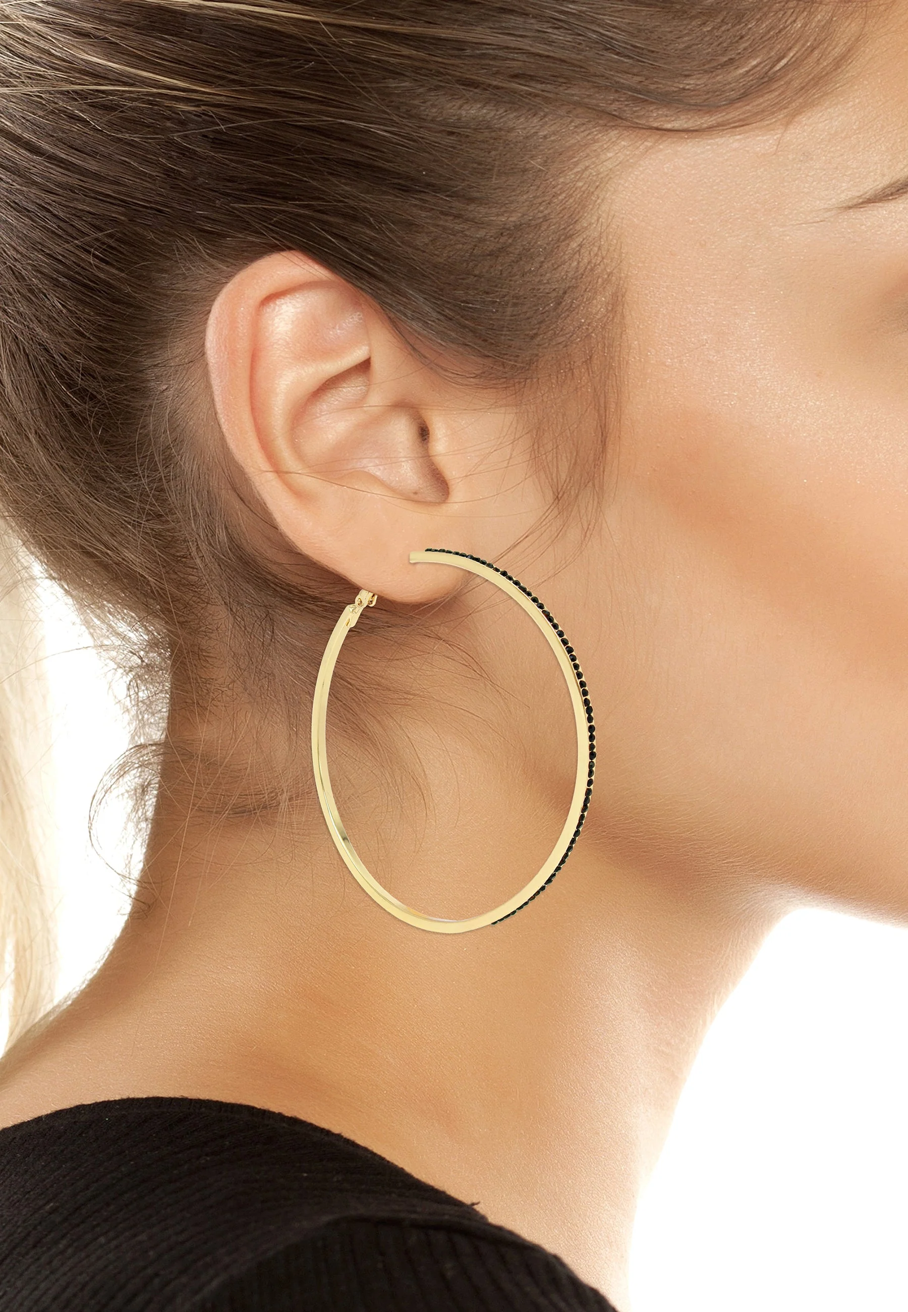 Crystal Hoops Women's Silver Earrings - Image 4
