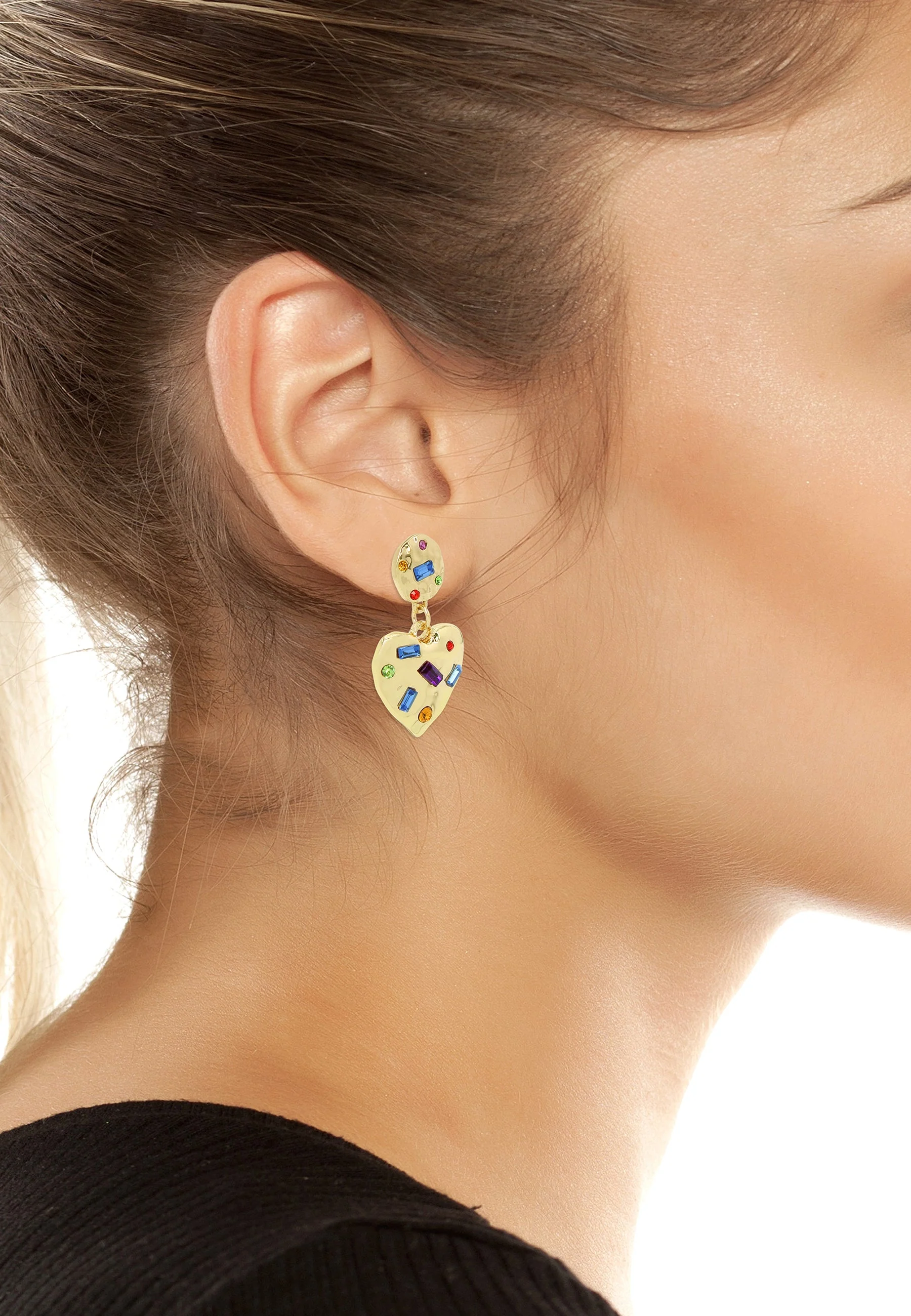 Multi Heart Women's Gold Earrings - Image 4