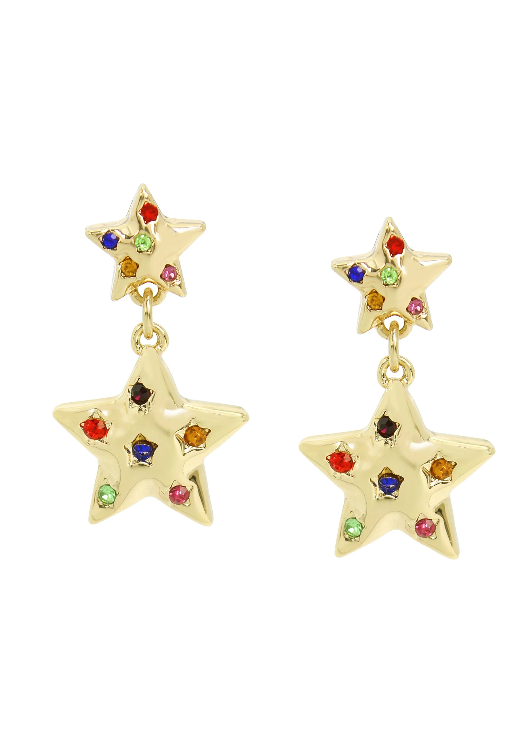 Multi Star Women's Gold Earrings Pendant Set