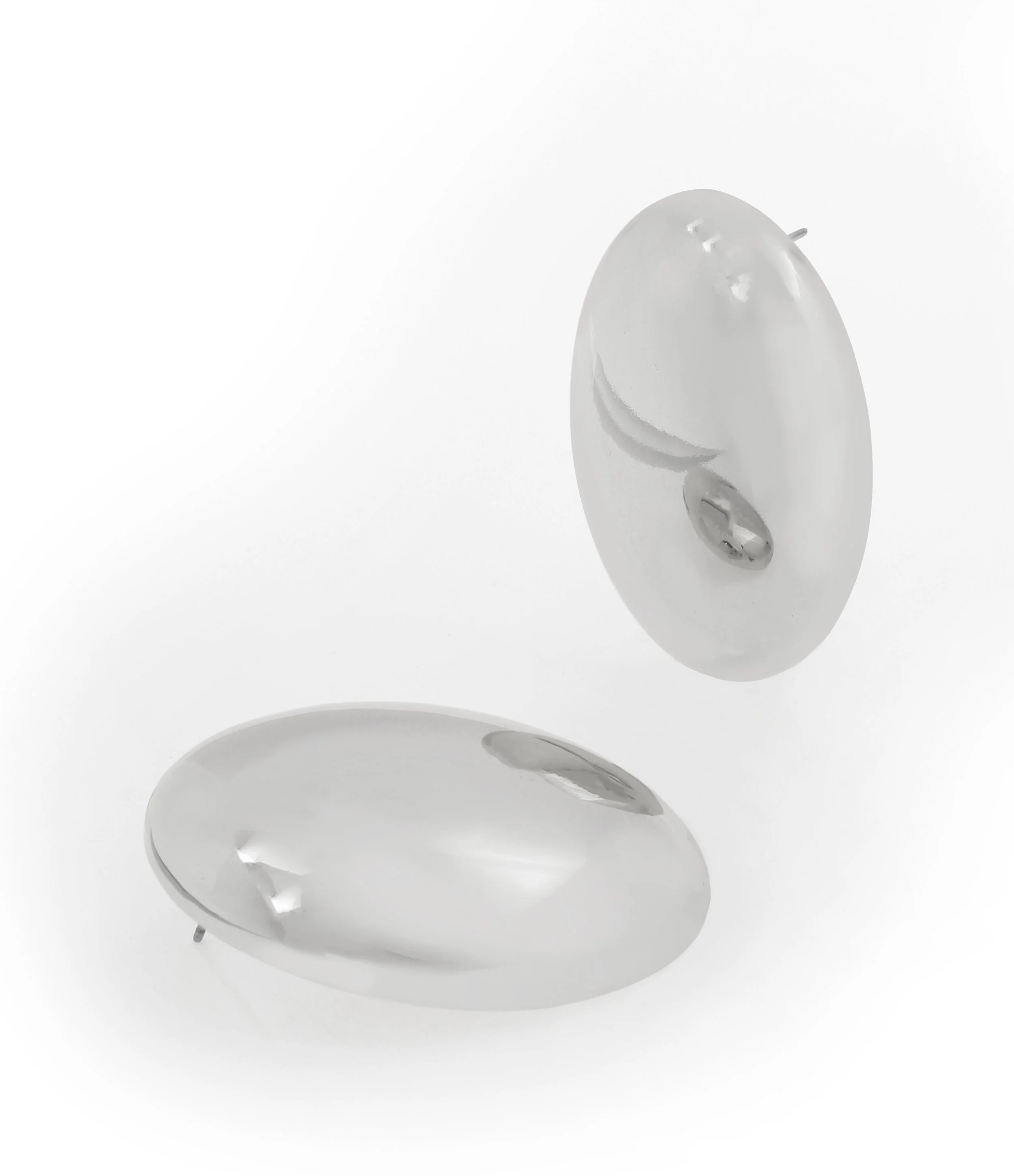 Oval Women's Gunmetal Studs - Image 3