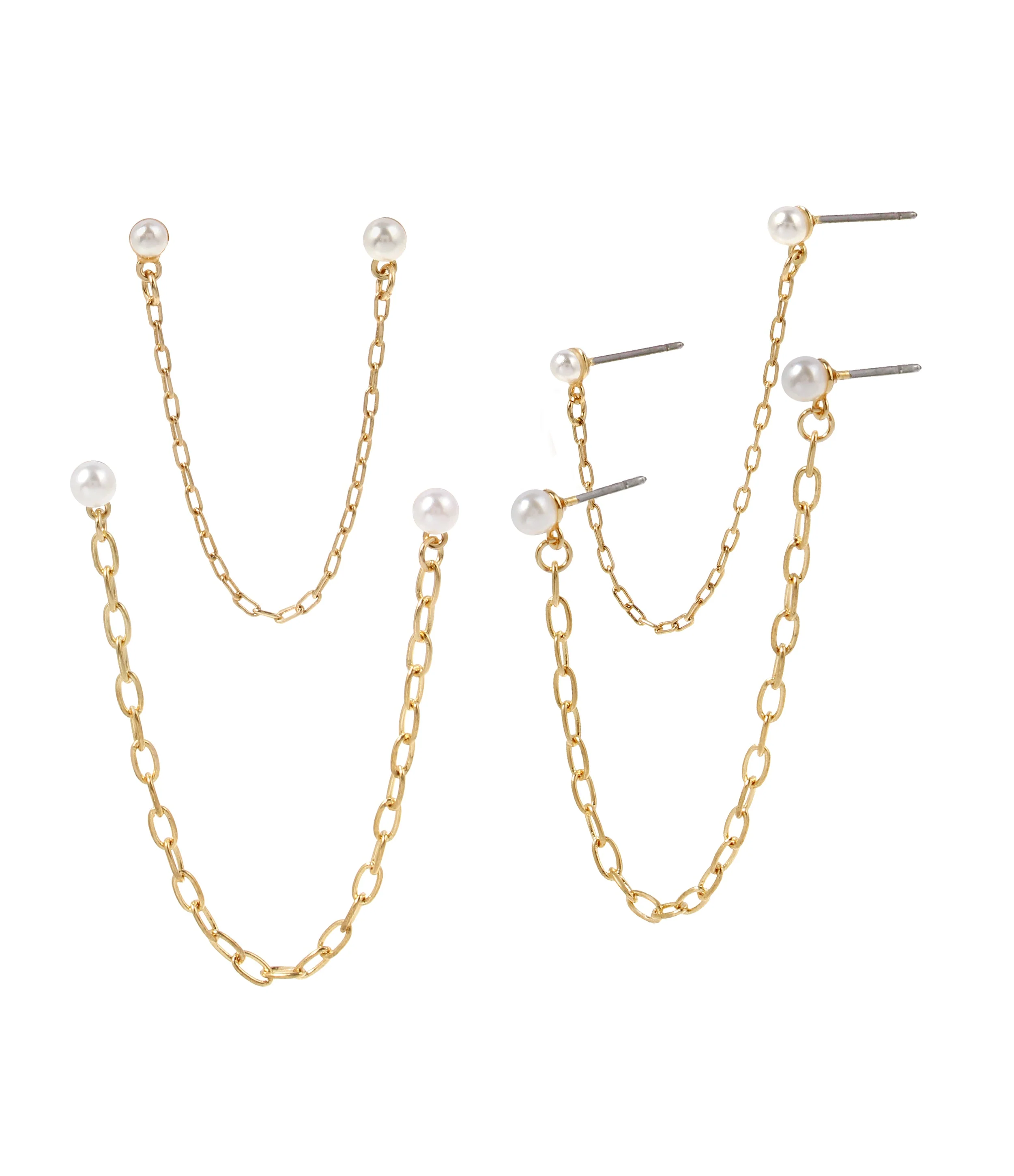 Pearl Set Women's Gold Earrings - Image 2