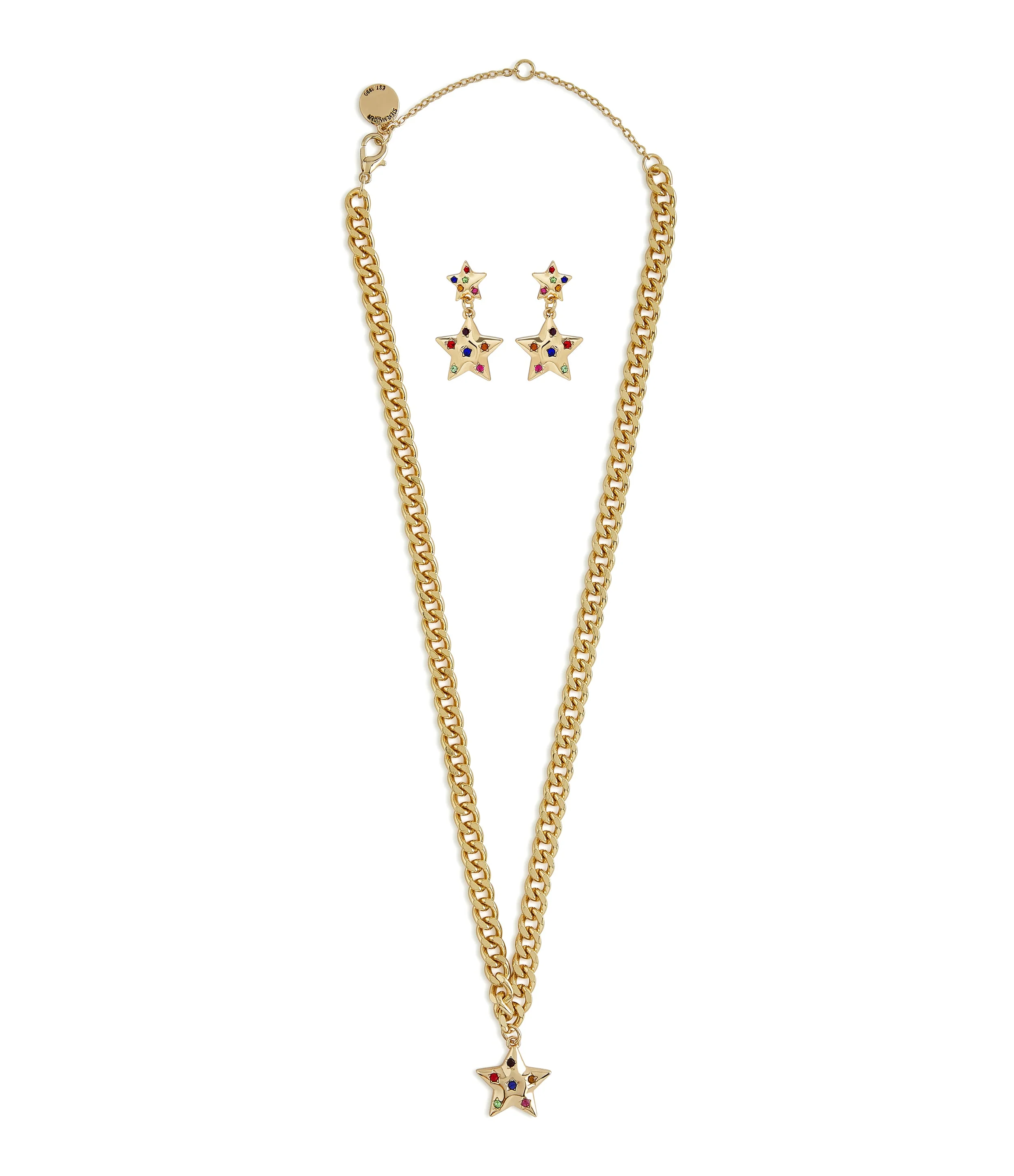 Multi Star Women's Rose Gold Earrings Pendant Set