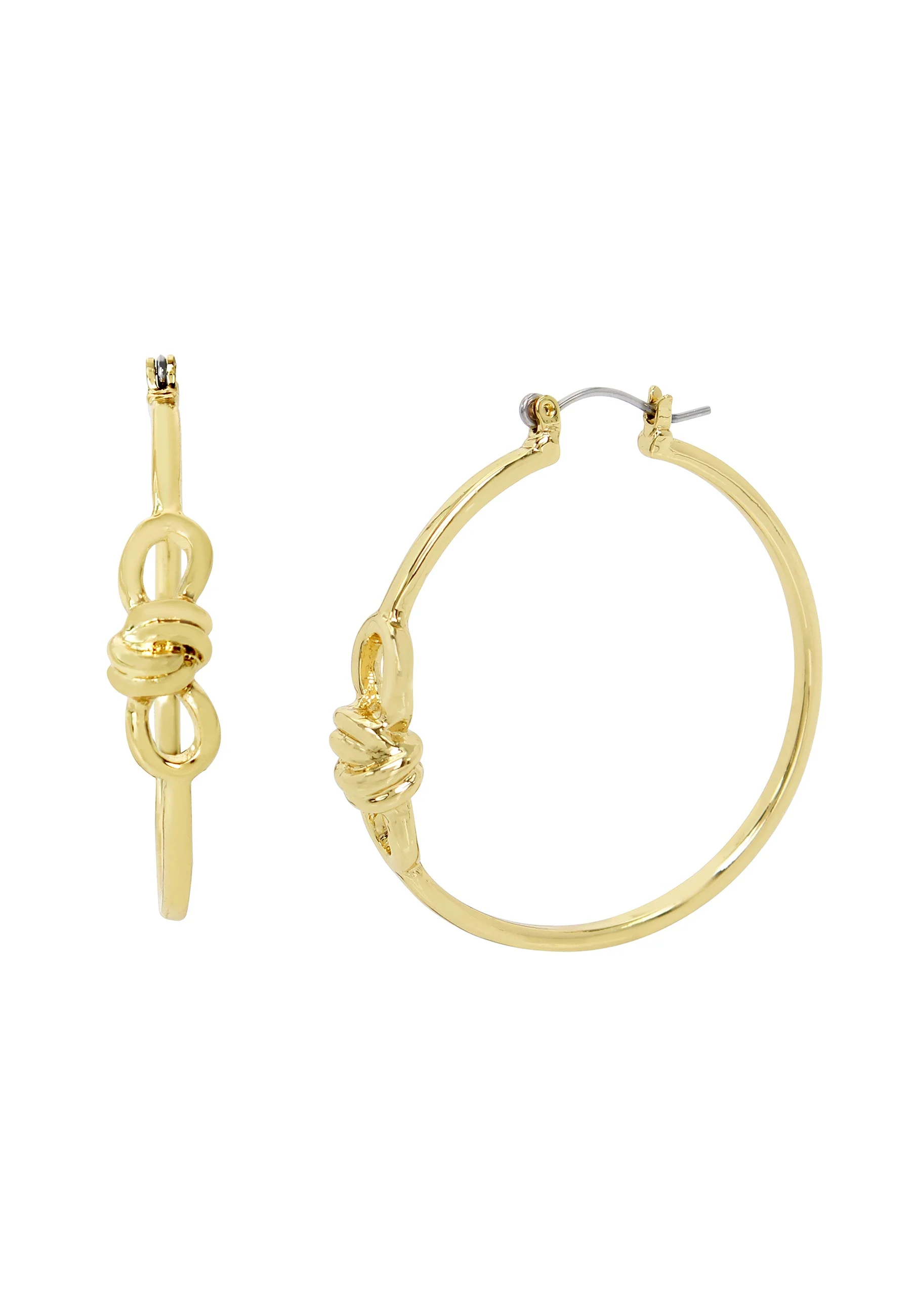 Thin Women's Knot Gold Hoops