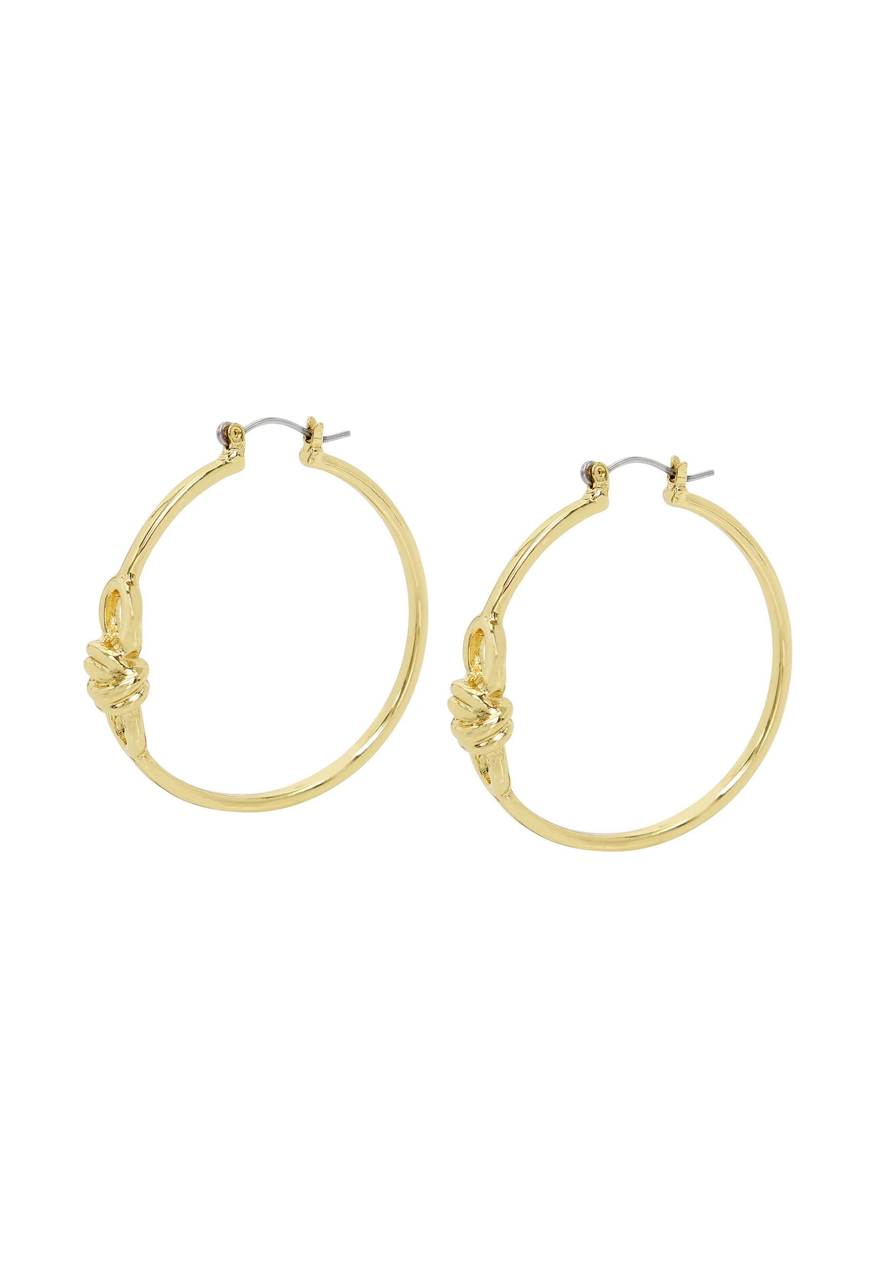 Thin Women's Knot Gold Hoops - Image 2