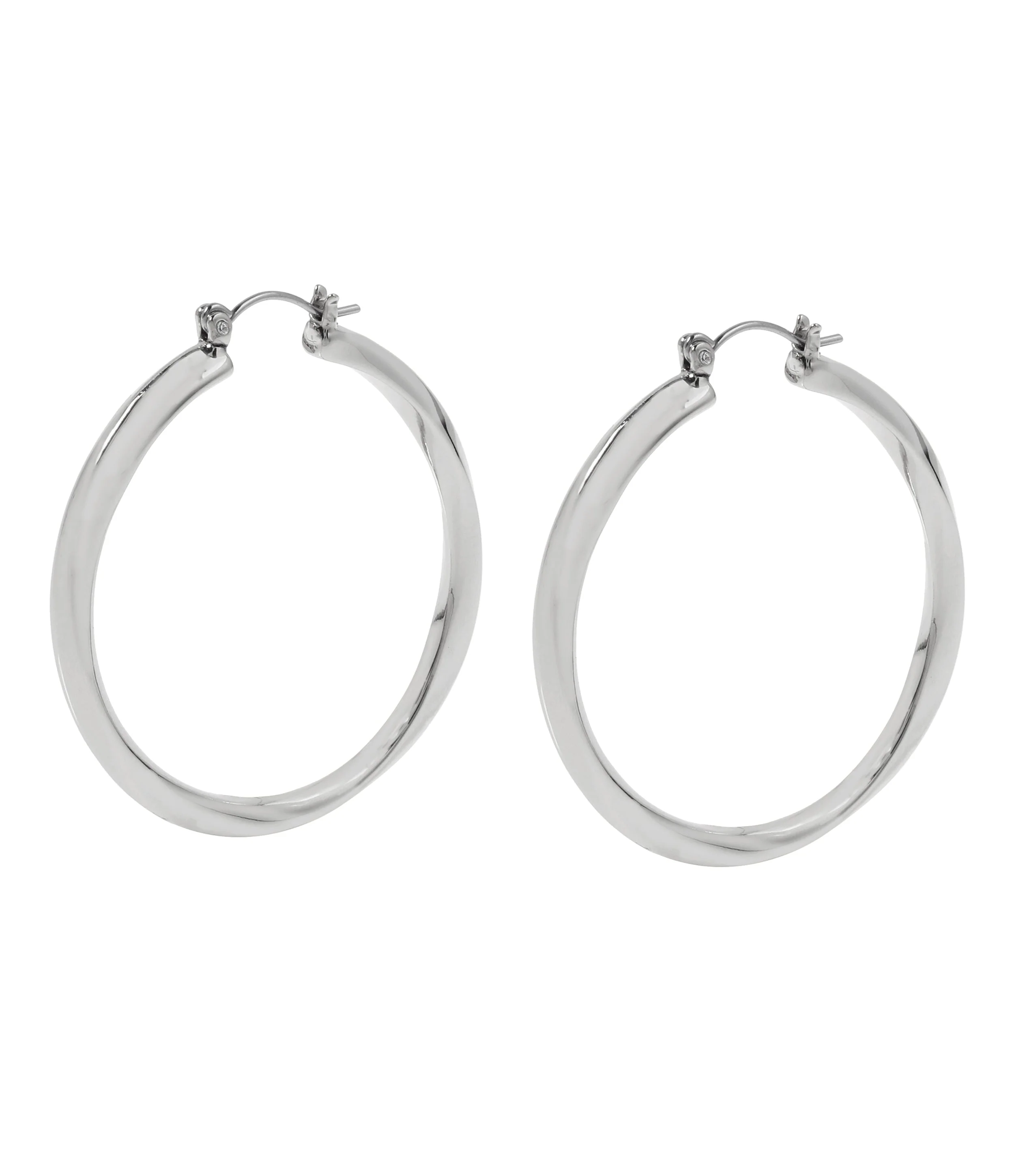 Twisted Women's Gunmetal Hoops