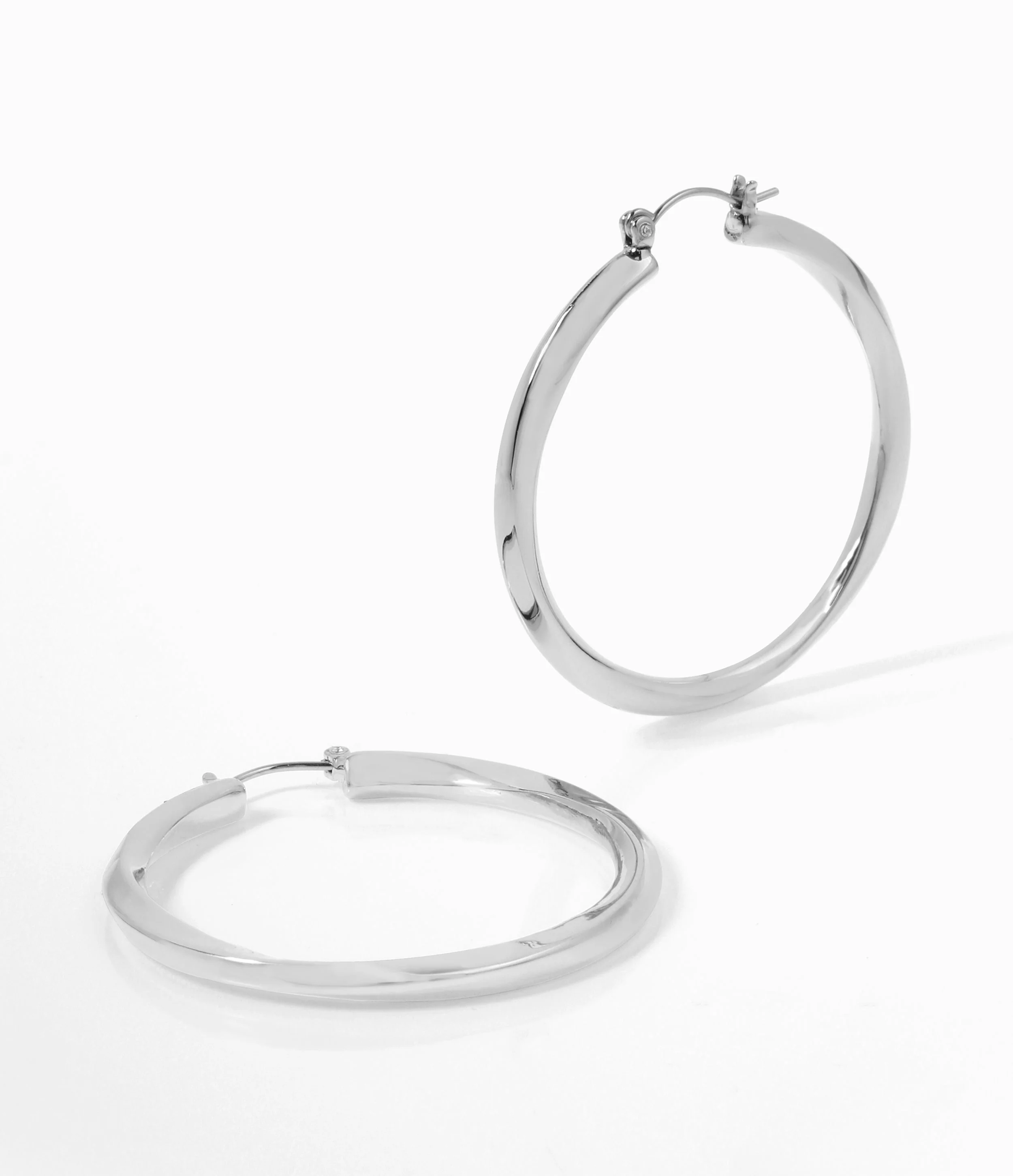 Twisted Women's Gunmetal Hoops - Image 2