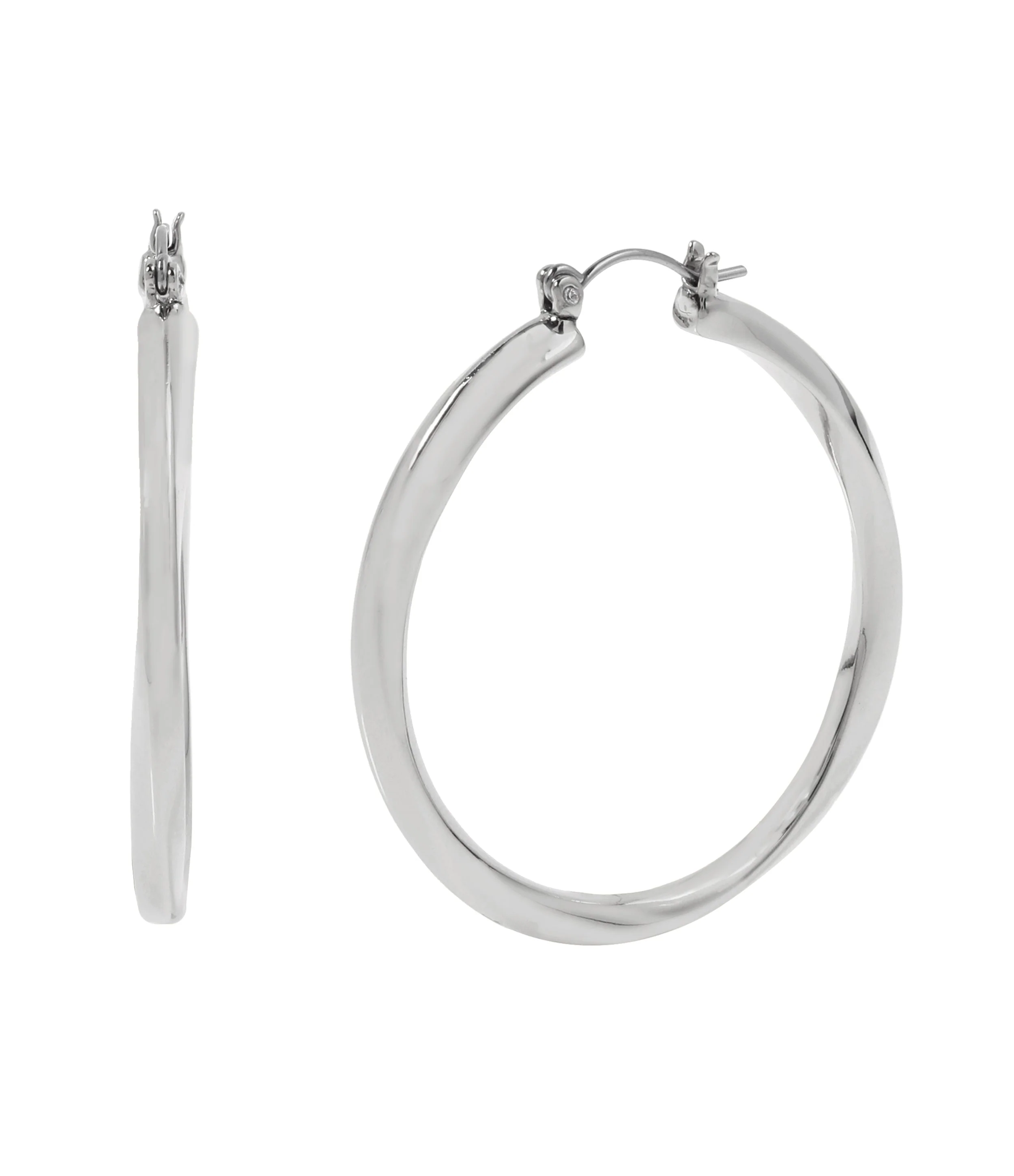Twisted Women's Gunmetal Hoops - Image 3