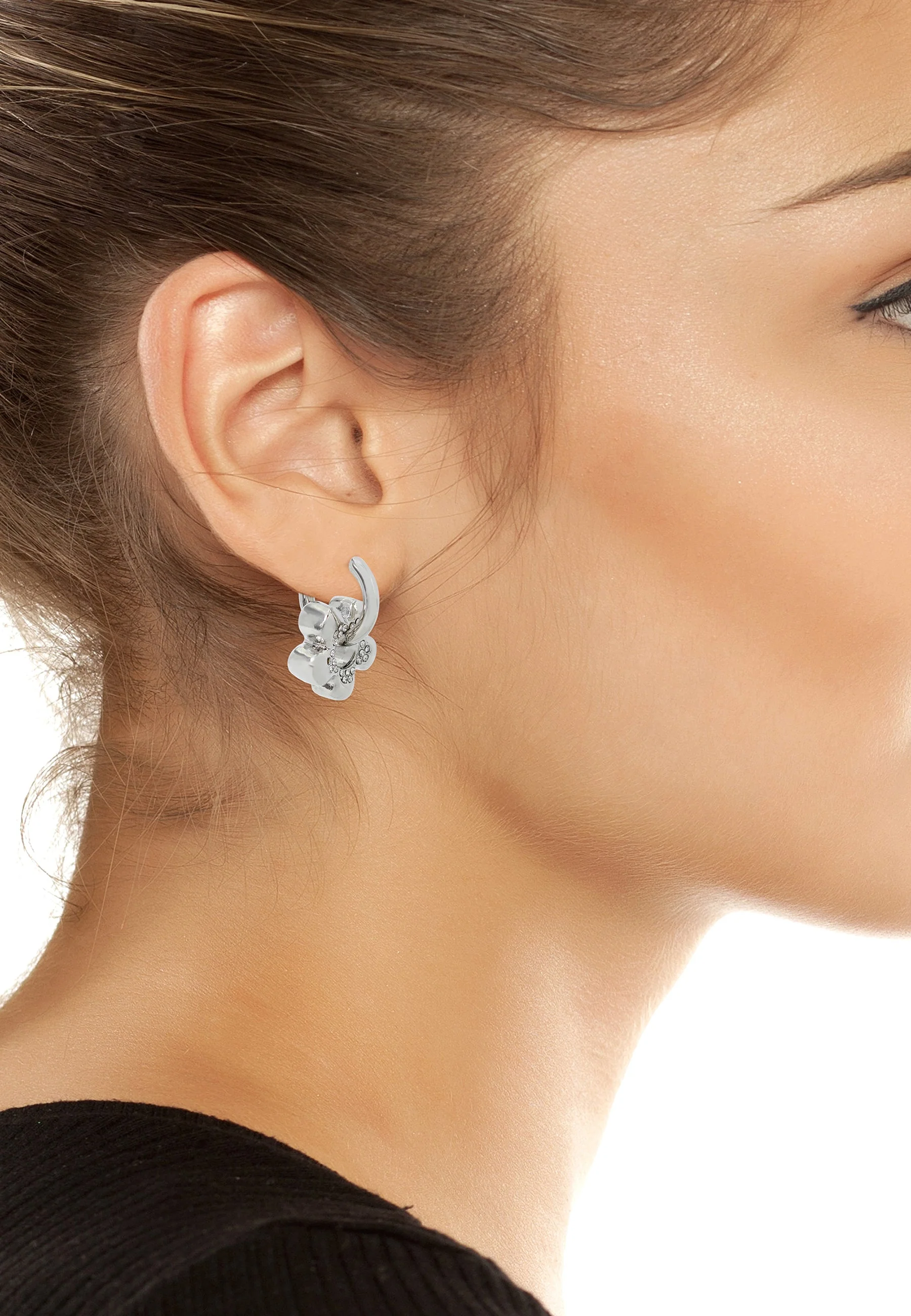 Flower Hoops Women's Crystal Earrings - Image 3