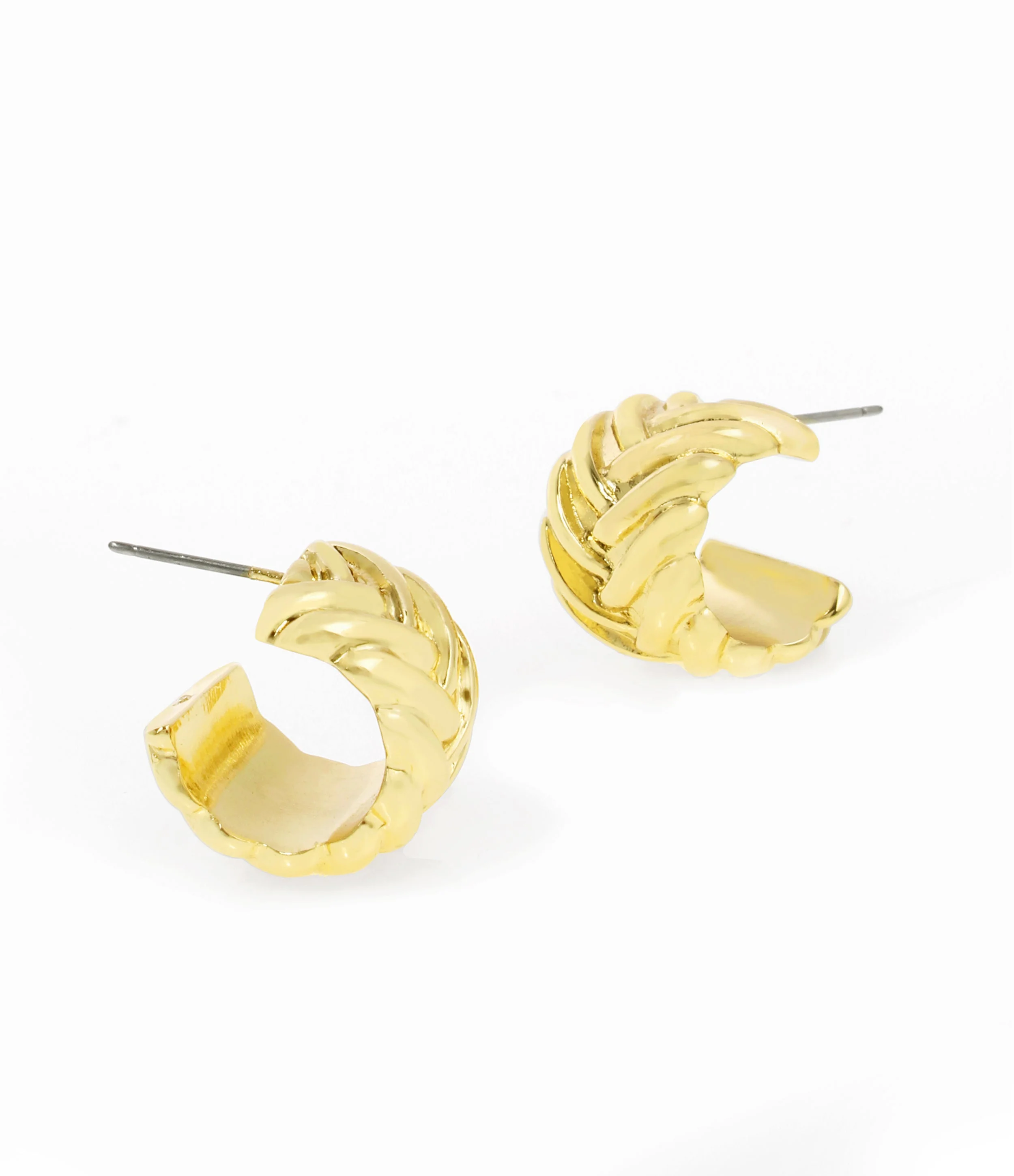 Woven Hoop Women's Gold Earrings