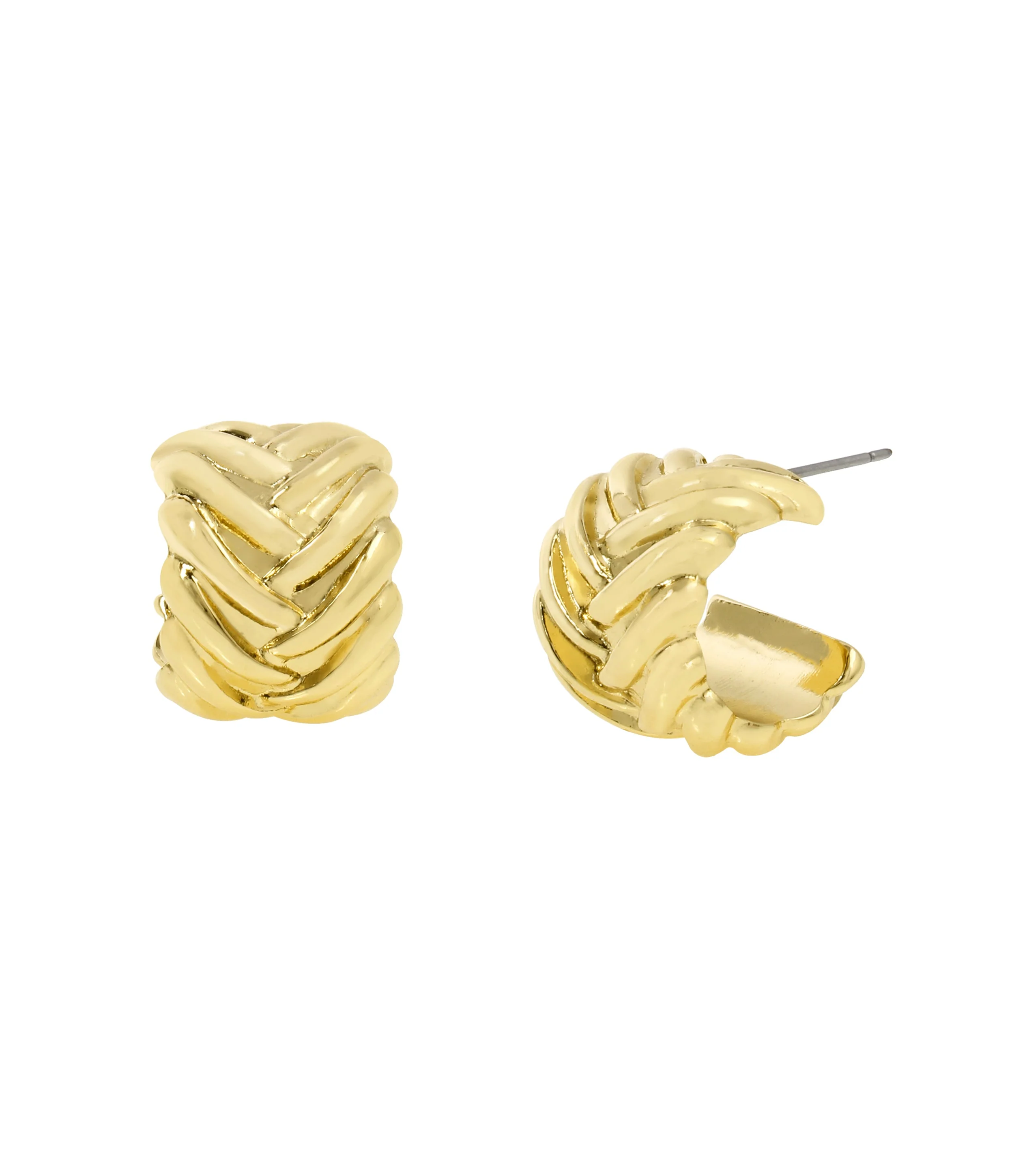 Woven Hoop Women's Gold Earrings - Image 2