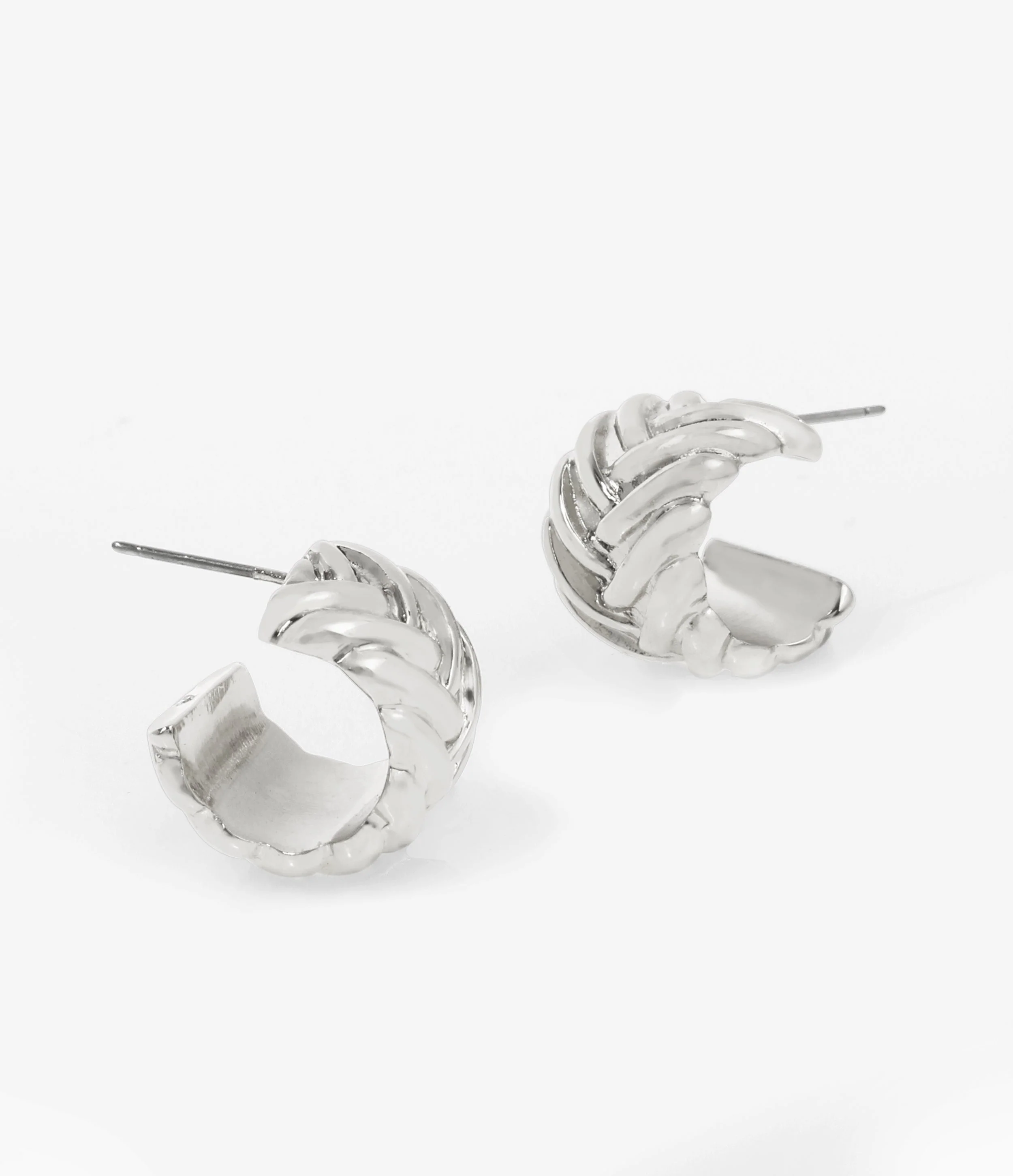 Woven Hoop Women's Gunmetal Earrings