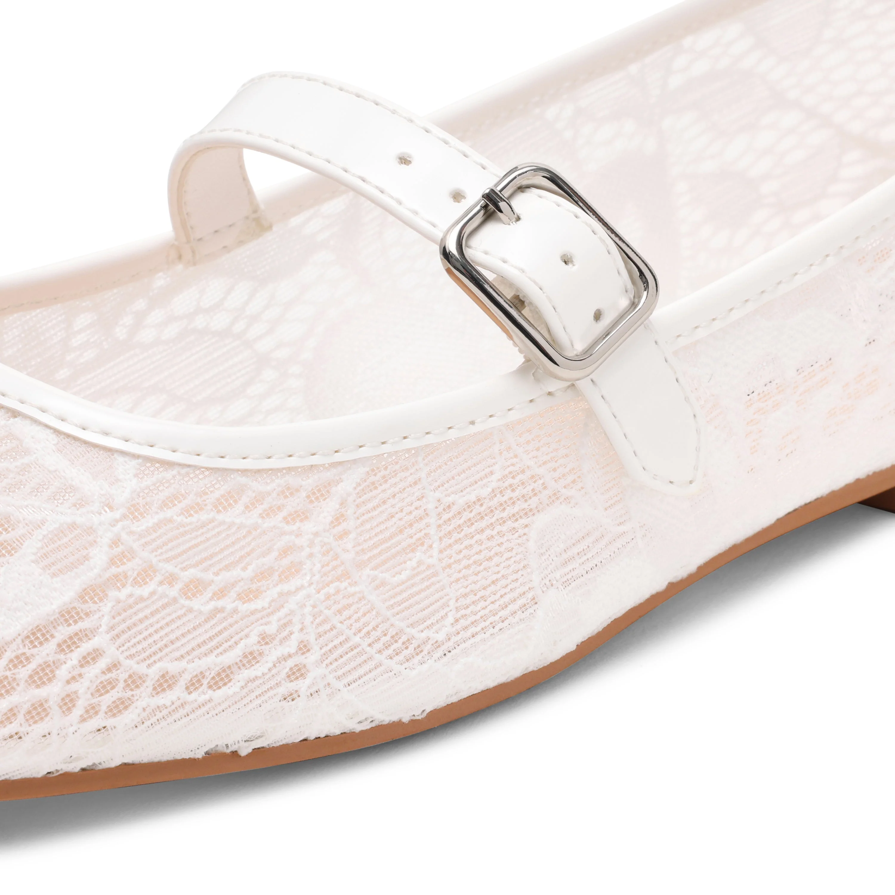 Wildflower-L Women's White Lace Ballerinas - Image 4